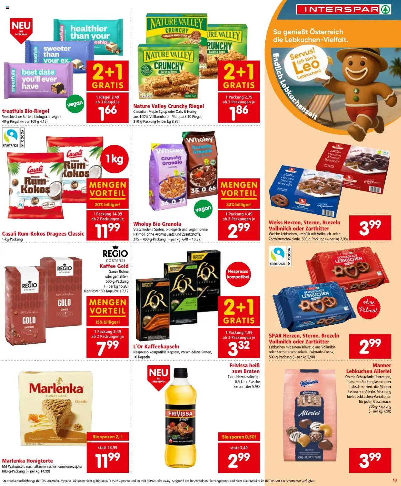 Interspar Flugblatt gültig ab 11.09.2025 | Seite: 13 | Produkte: Zucker, Kaffee, Schokolade