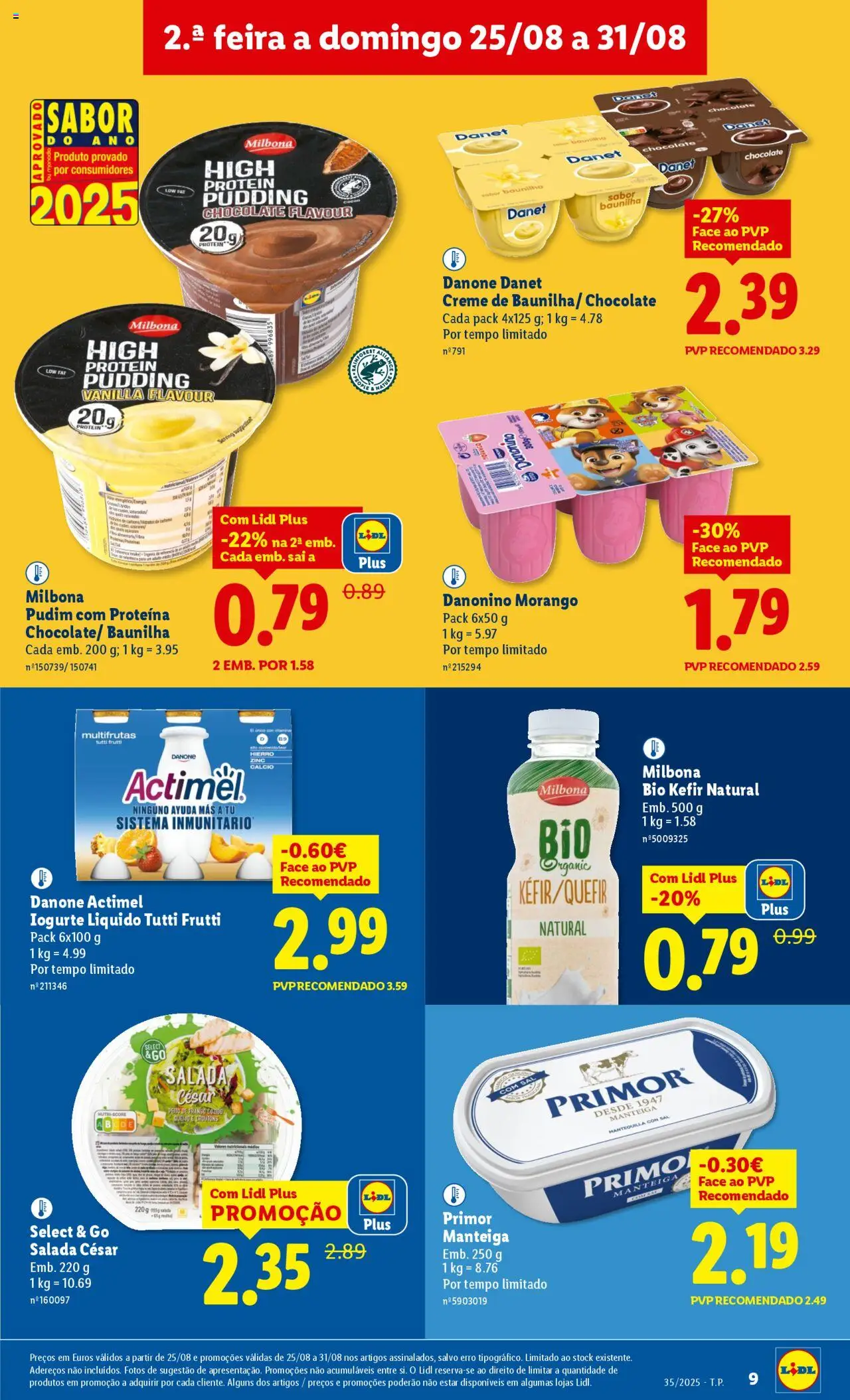 Lidl folheto │ válido de 25.08.2025 | Página: 9 | Produtos: Pudim, Iogurte, Creme, Salada