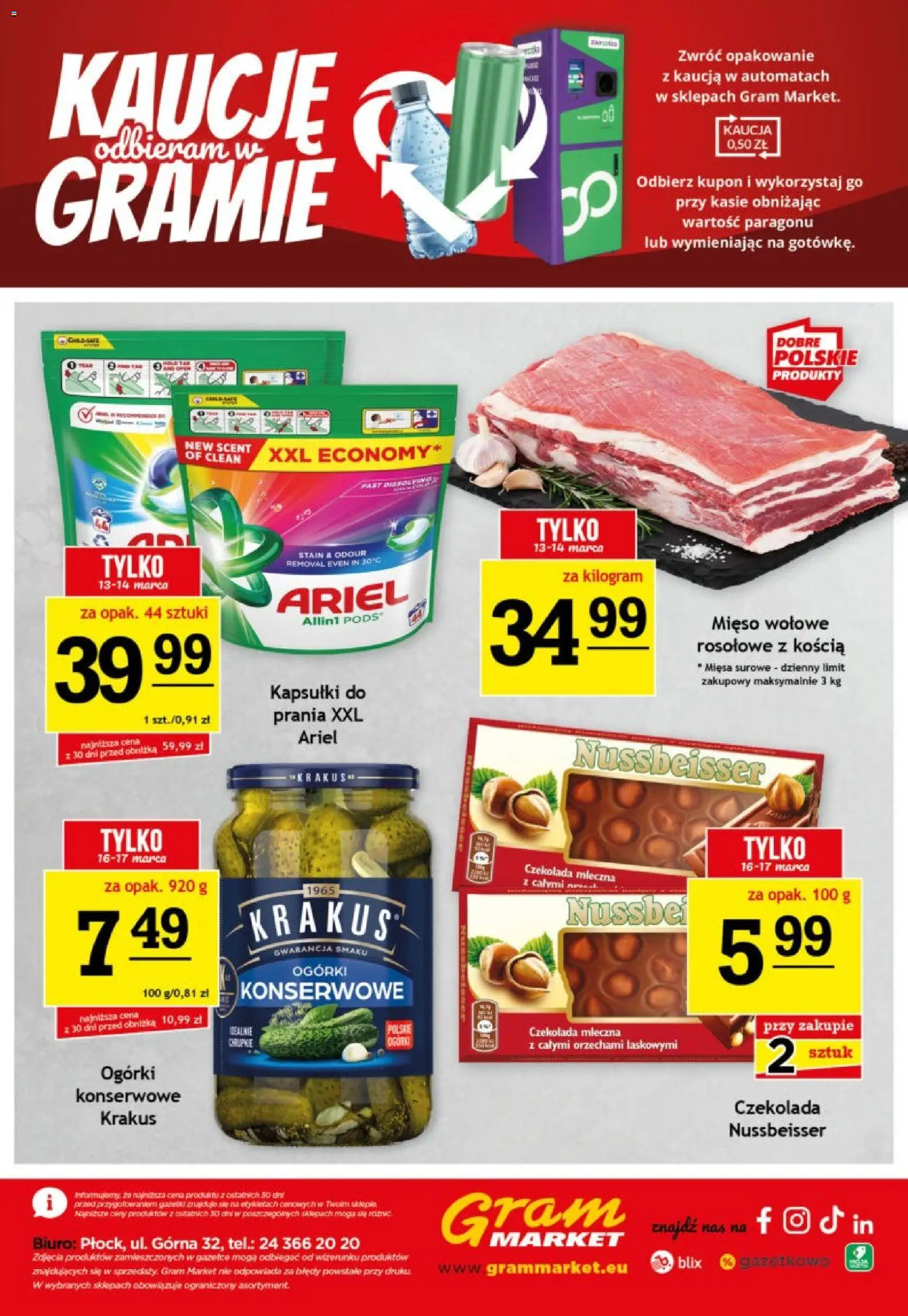 Gram Market gazetka od 11.03.2026 | Strona: 16 | Produkty: Mięso, Ariel, Czekolada, Ogórki konserwowe
