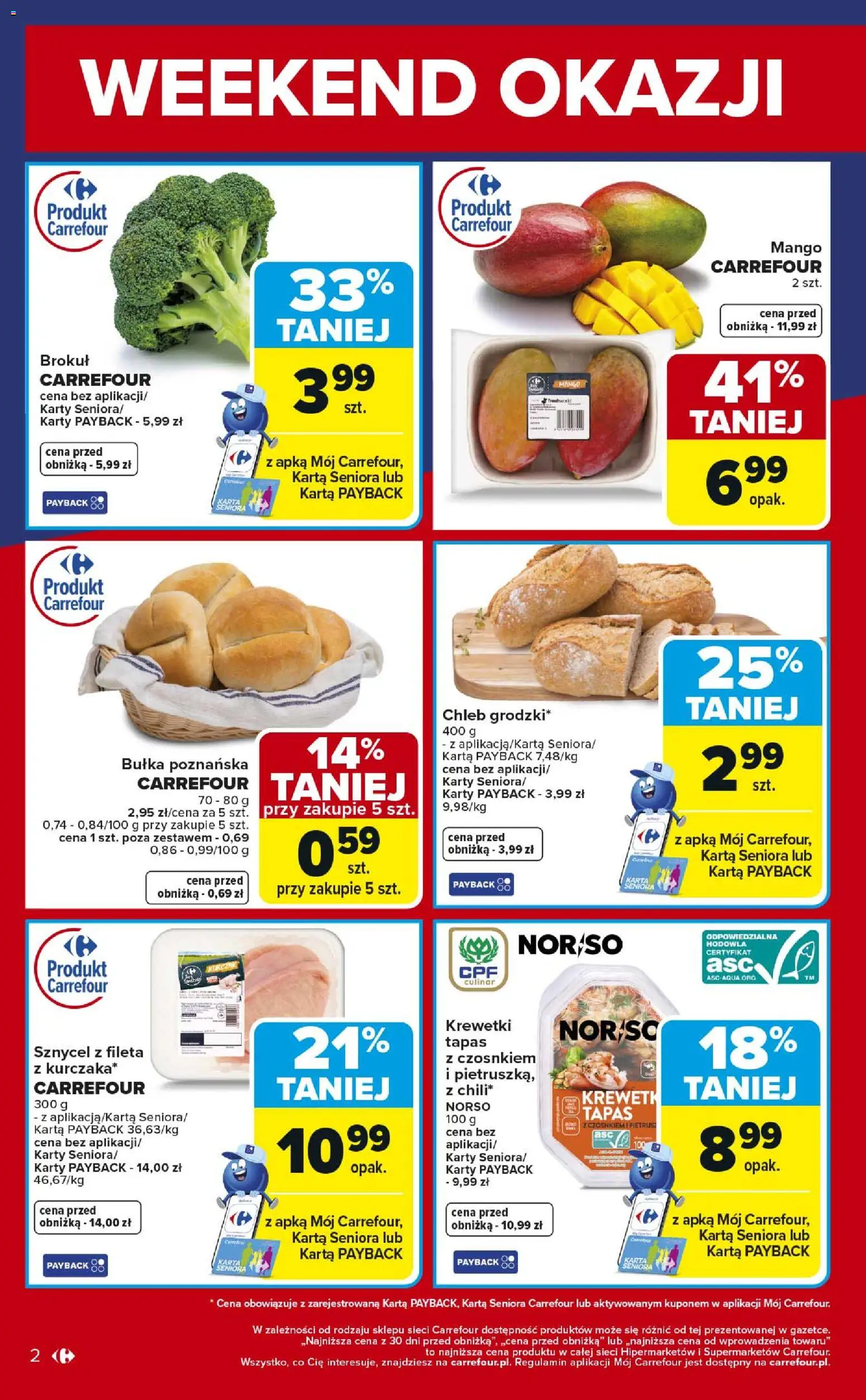 Carrefour Gazetka - Weekend okazji od 08.01.2026 | Strona: 2 | Produkty: Karta, Krewetki, Bułka, Bułka poznańska