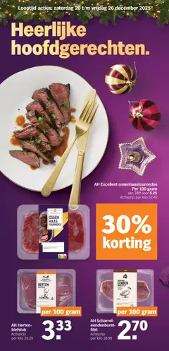 AH Scharrel-eendenborst-filet, Scharrel-eendenborst-filet per 100 gram - Voorbeeld van een folder van Albert Heijn, geldig van 20.12.2025 | Pagina: 9 | Producten: Biefstuk, Steak