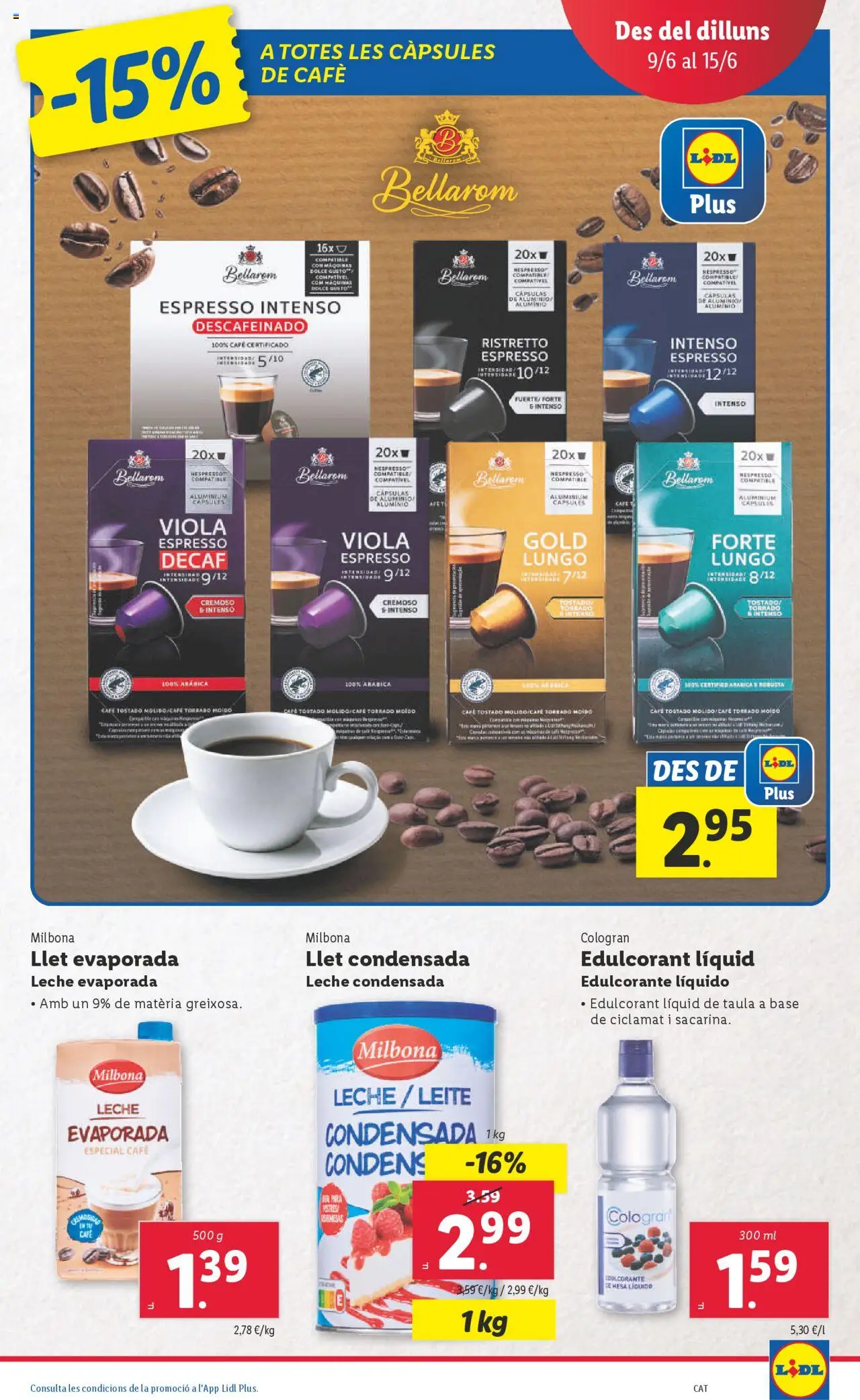 Lidl catálogo BCN │ válido desde el 09.06.2025 | Página: 13 | Productos: Leche, Café, Φαρίνα, Té