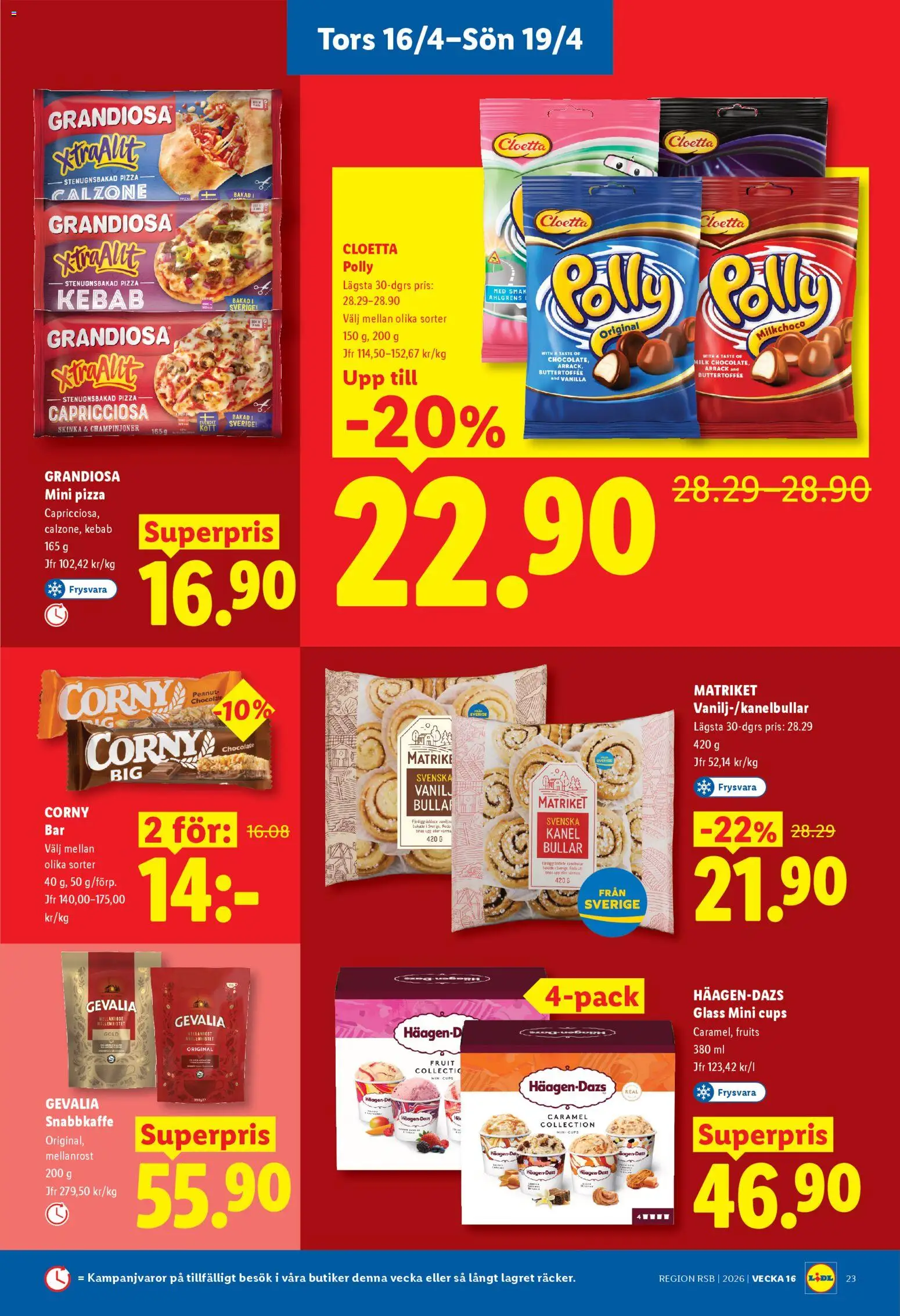 Lidl reklamblad aktuell från 13.04.2026 | Sida: 28 | Produkter: Kanel, Skinka, Pizza, Glass