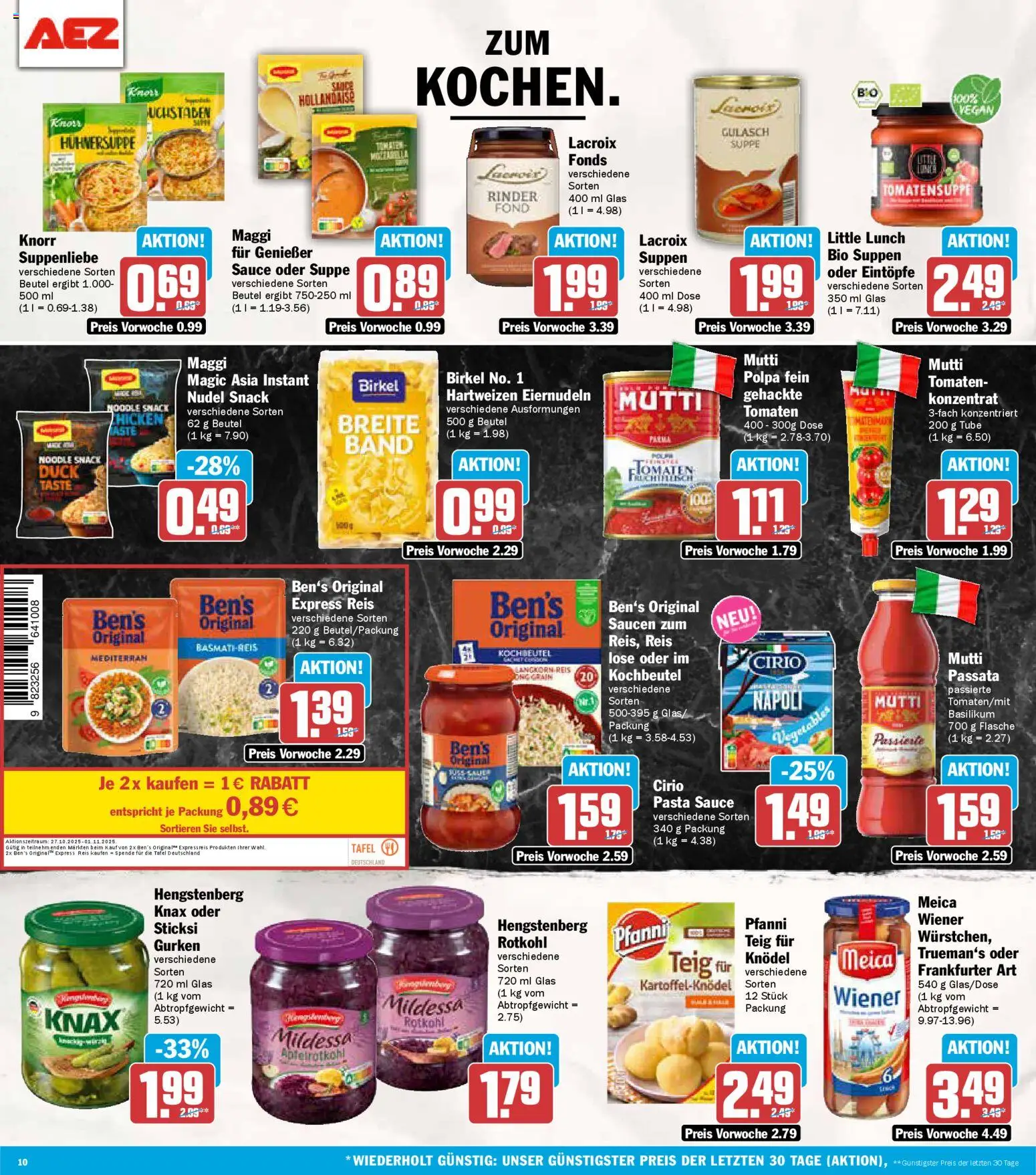 AEZ Prospekt 	 – gültig ab 27.10.2025 | Seite: 10 | Produkte: Tomaten, Meica, Gulasch, Gurken