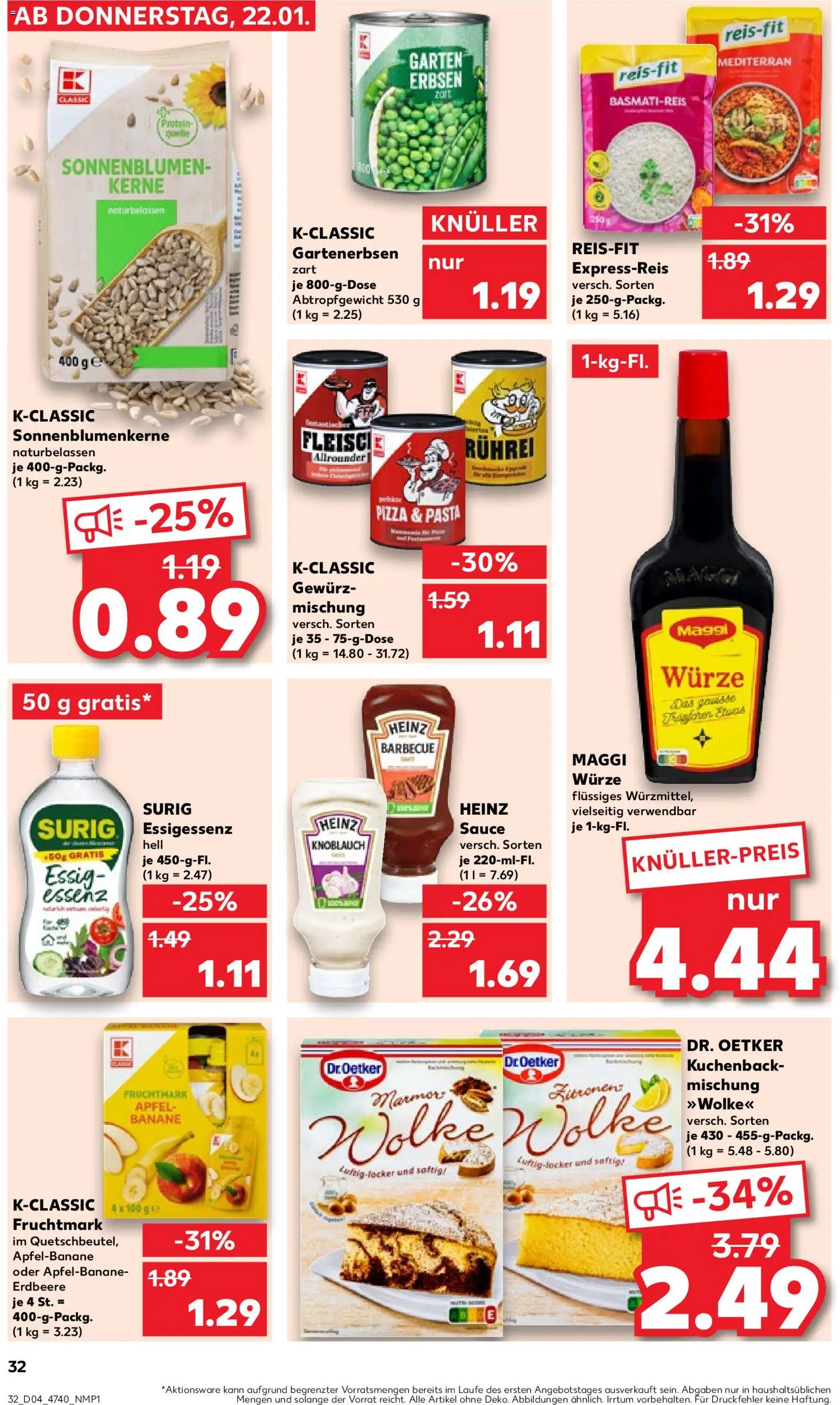 Kaufland prospekt Hannover	 – gültig ab 25.01.2026 | Seite: 32 | Produkte: Basmatireis, Essig, Knoblauch, Erbsen
