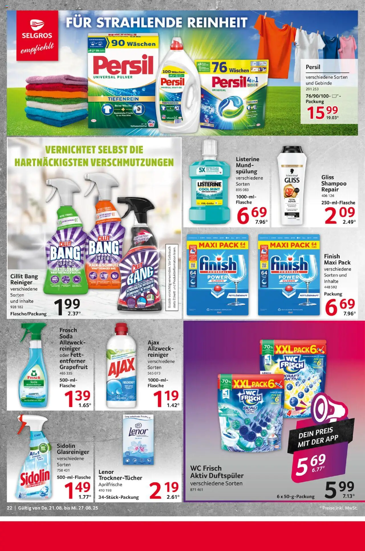 Selgros Prospekt 	 - gültig ab dem 21.08.2025 | Seite: 22 | Produkte: Küche, Shampoo, Grapefruit, Wc frisch