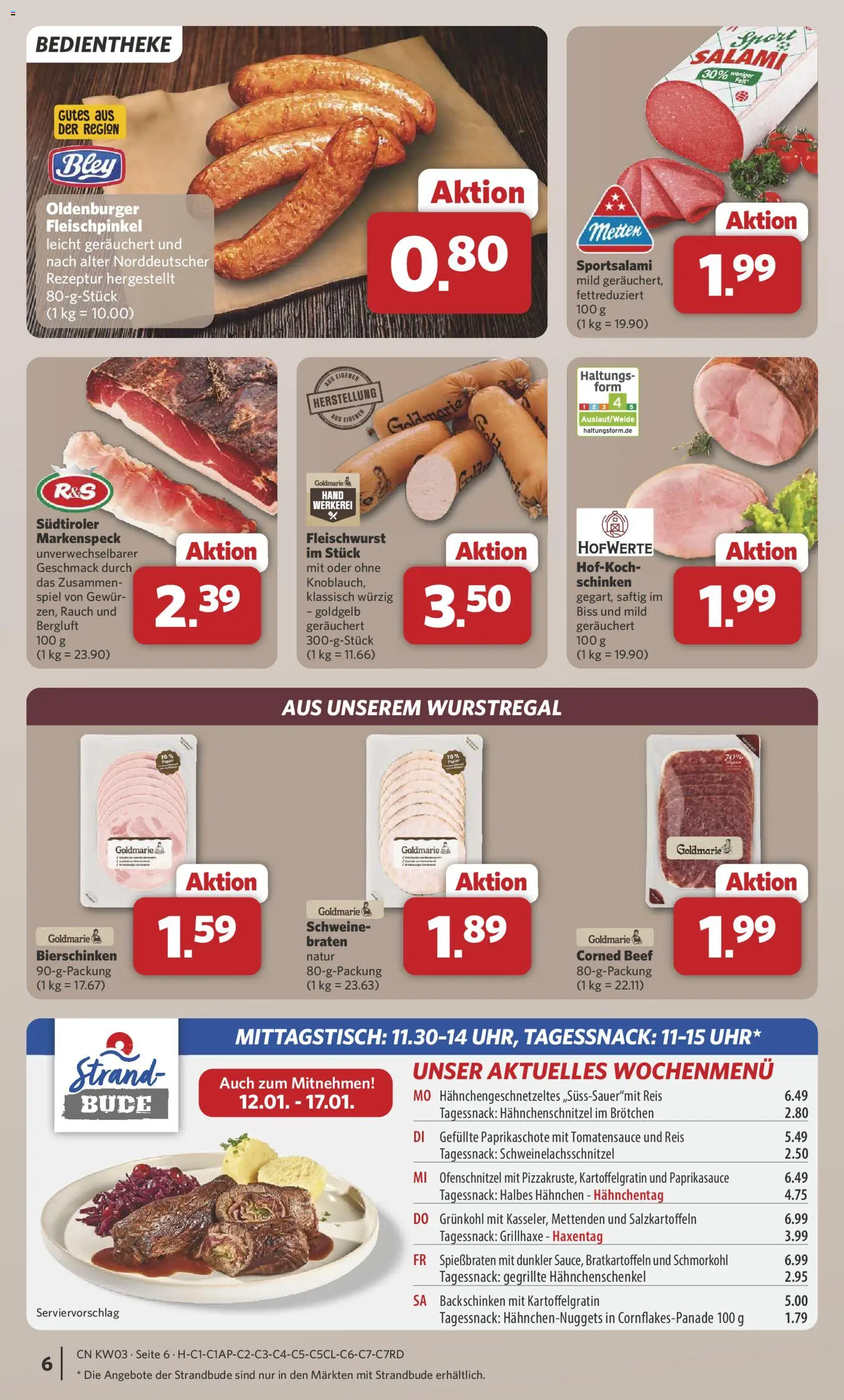 Combi Prospekt 	 – gültig ab 12.01.2026 | Seite: 6 | Produkte: Spiel, Hahnchen, Salami, Schinken