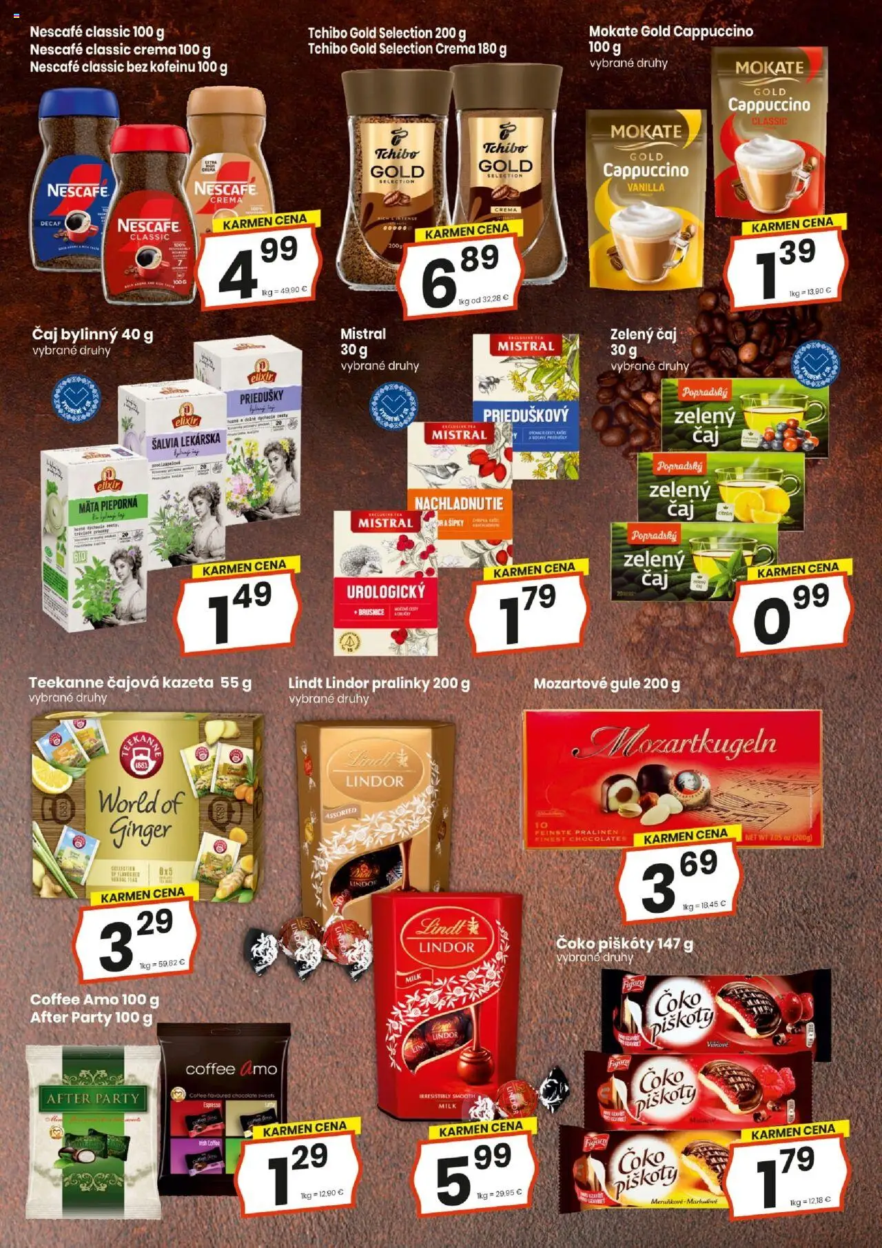 Nové KARMEN CBA akcie – leták je platný od 16.10.2025 | Strana: 10 | Produkty: Čaj, Lindor, Teekanne, Nescafé Classic