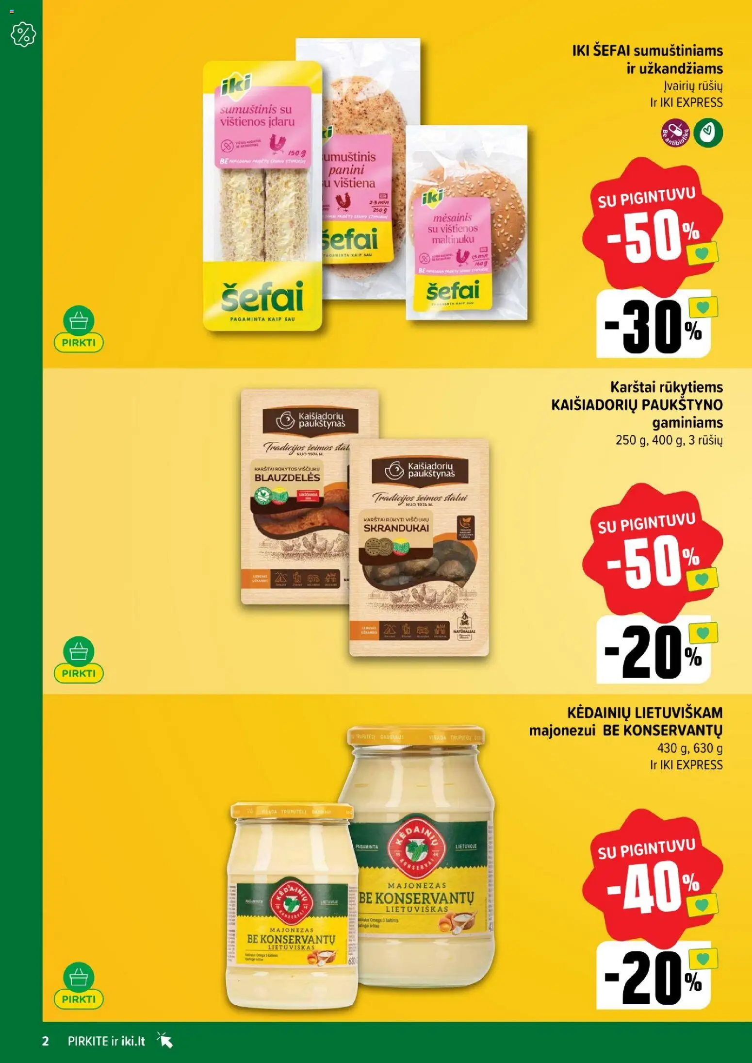IKI akcijos nuo 17.11.2025 | Puslapis: 2 | Prekių: Sumuštinis, Viščiukų, Majonezas, Vištiena