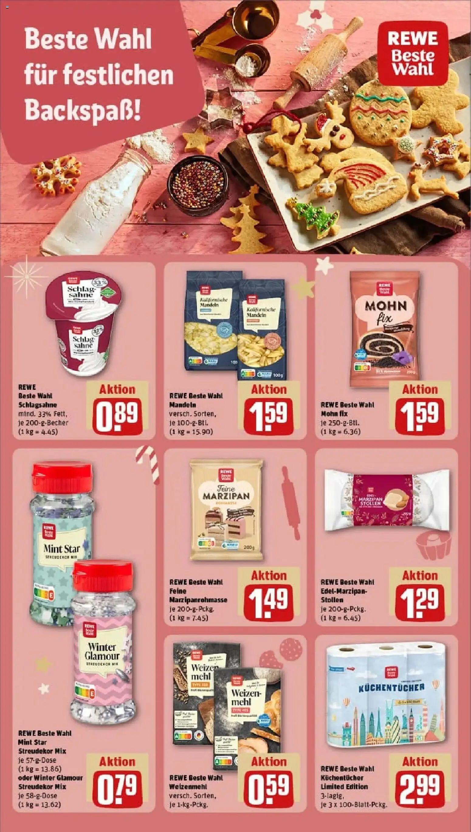 Rewe prospekt Berlin / Lichtenberg	 – gültig ab 23.11.2025 | Seite: 22 | Produkte: Mehl, Schlagsahne, Mandeln, Sahne