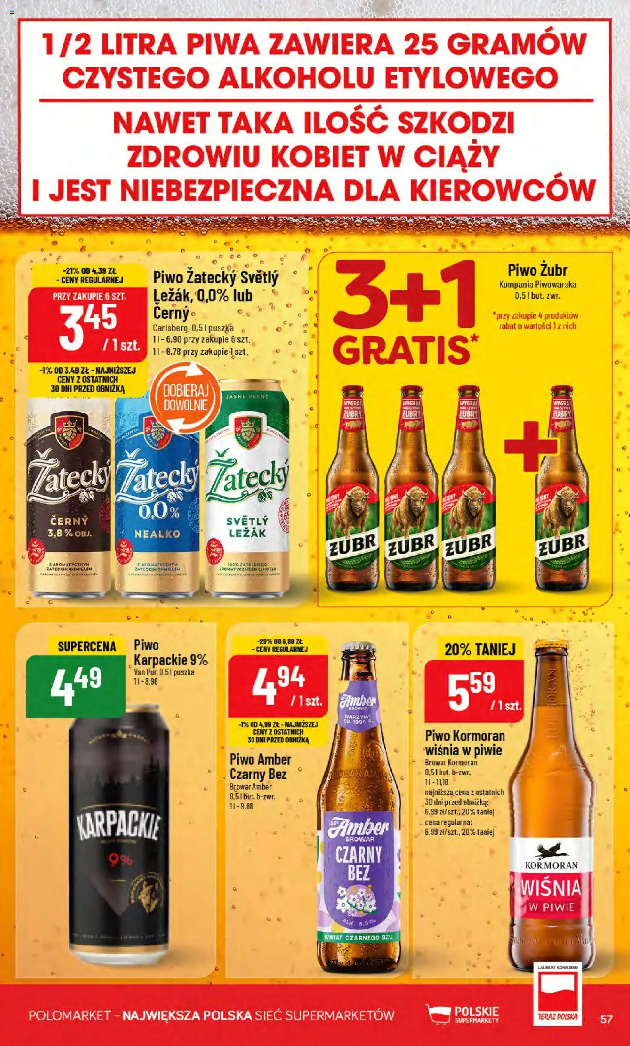 POLOmarket Gazetka od 06.08.2025 | Strona: 57 | Produkty: Piwo żubr, Leżak, Piwo