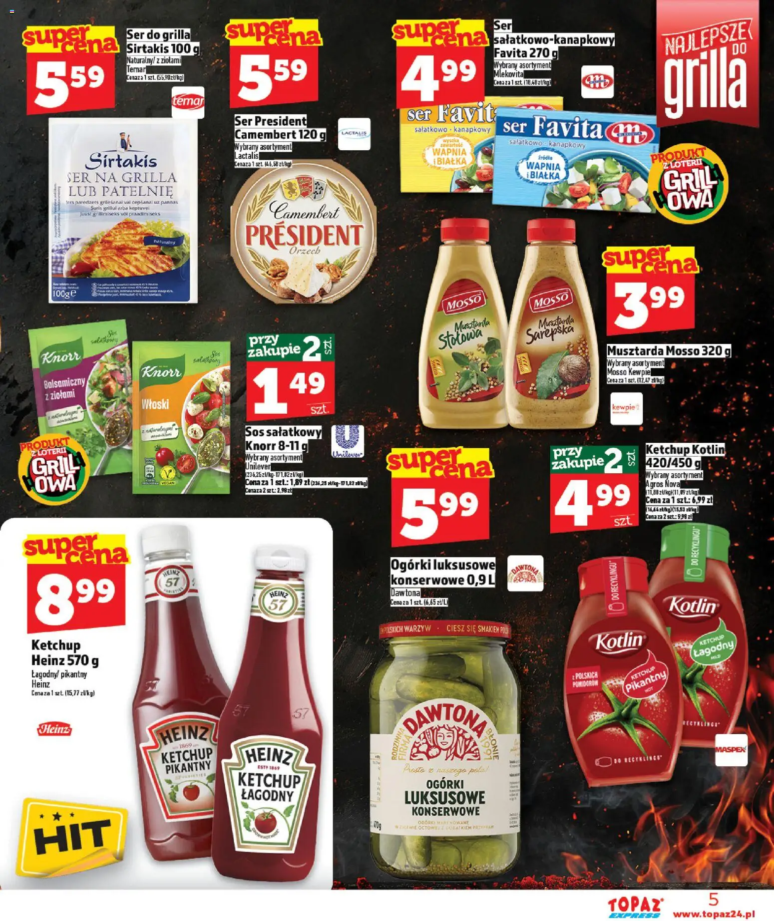 Topaz gazetka - Express od 30.04.2026 | Strona: 5 | Produkty: Ketchup, Grill, Camembert, Ogórki