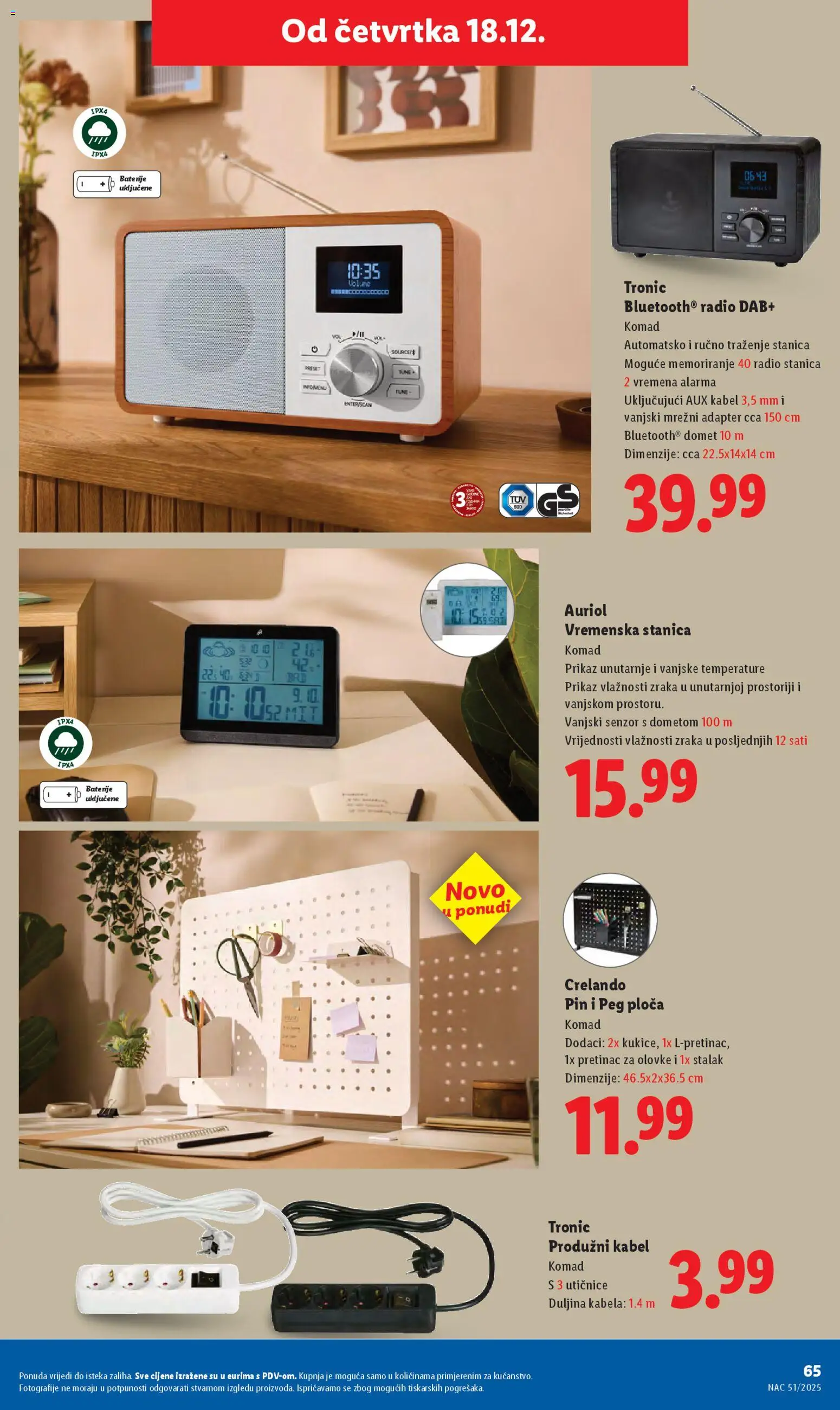 Lidl katalog | vrijedi od 15.12.2025 | Stranica: 65 | Proizvodi: Baterije, Radio, Kabel, Adapter