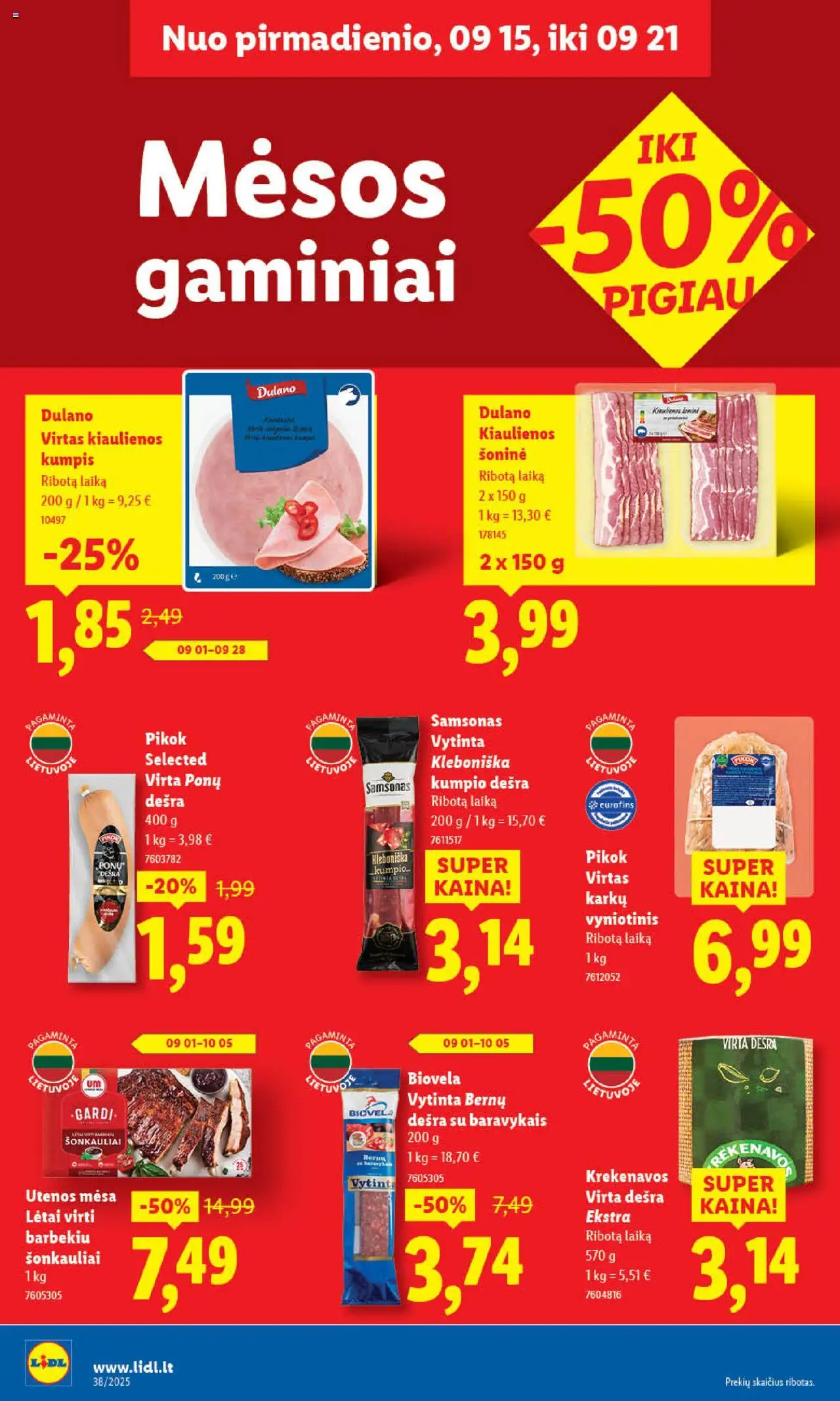 LIDL akcijos nuo 15.09.2025 | Puslapis: 28 | Prekių: Kiaulienos, Kumpis, Dešra