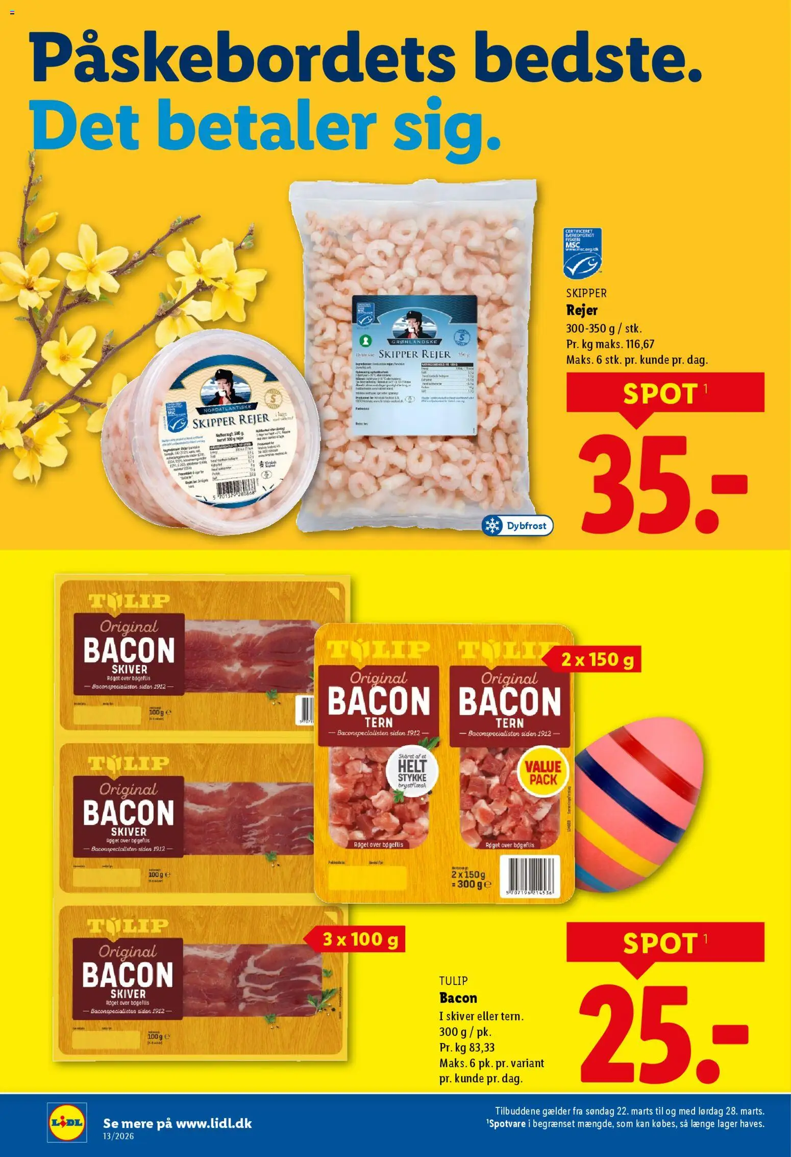Lidl tilbudsavis – gyldig fra 22.03.2026 | Side: 4 | Produkter: Bacon, Rejer, Søm