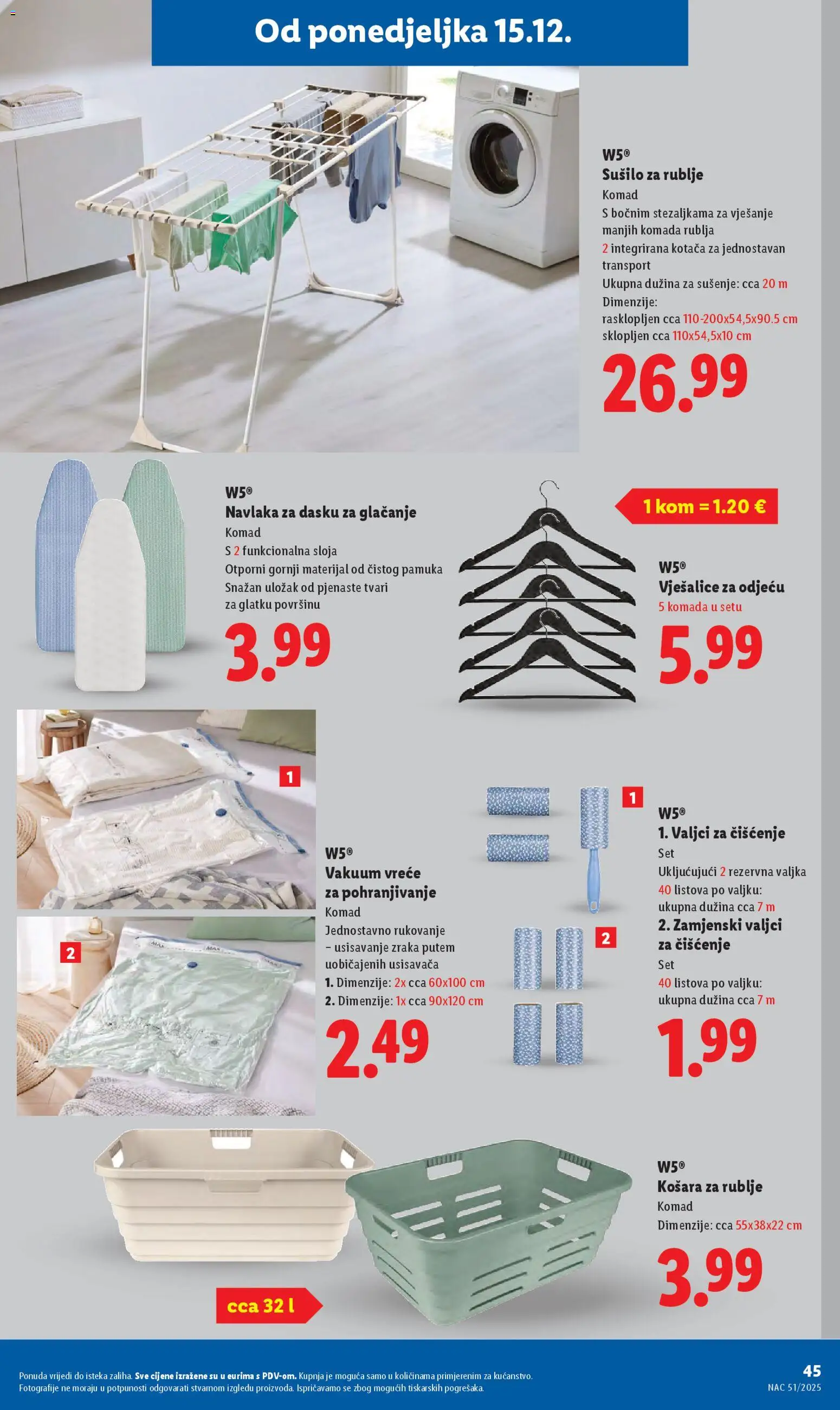 Lidl katalog | vrijedi od 15.12.2025 | Stranica: 45 | Proizvodi: Košara, Vješalice, Sušilo za rublje, Košara za rublje