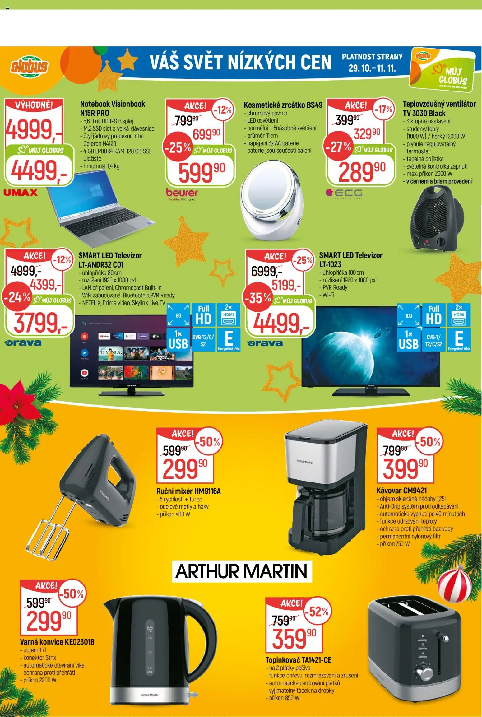 Globus leták - Opava od 29.10.2025 | Strana: 34 | Produkty: Televizor, Notebook, Ruční mixér, LED