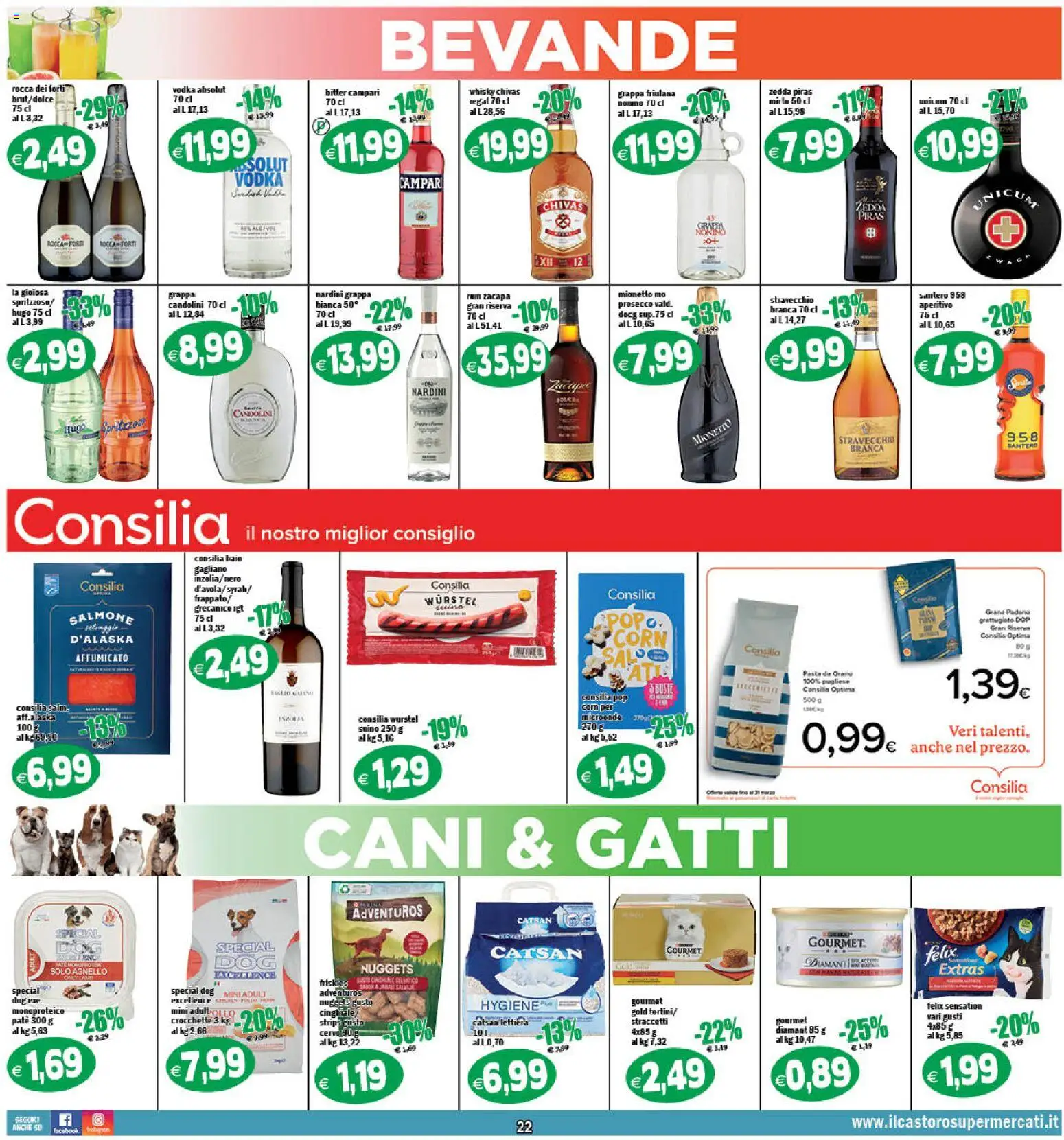 Volantino Il Castoro del 17.03.2026 | Pagina: 22 | Prodotti: Whisky, Grana Padano, Agnello, Grappa