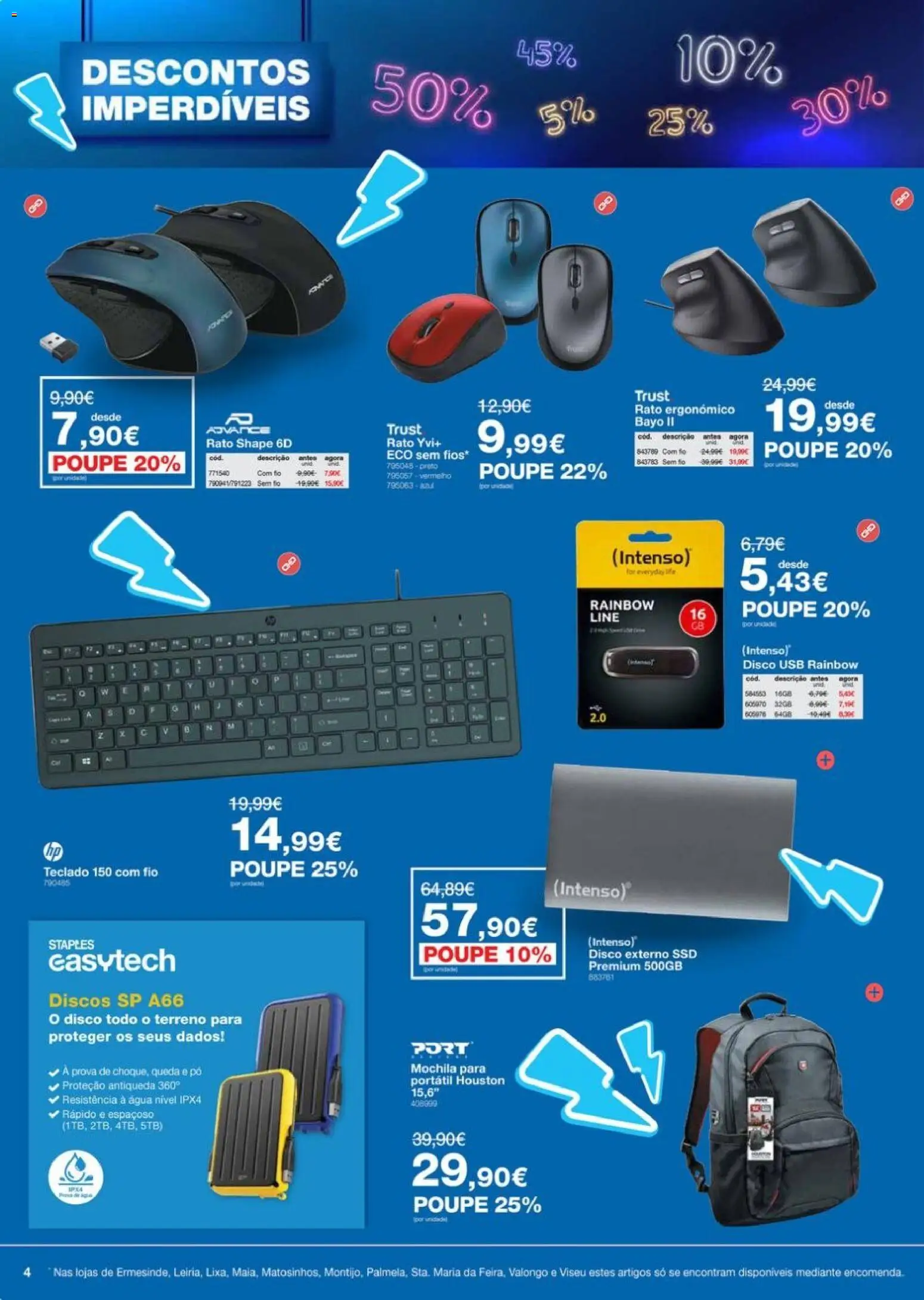 Staples Descontos Imperdíveis Abril 2026 │ válido de 06.04.2026 | Página: 4 | Produtos: Agua, Mochila, Teclado, Pó