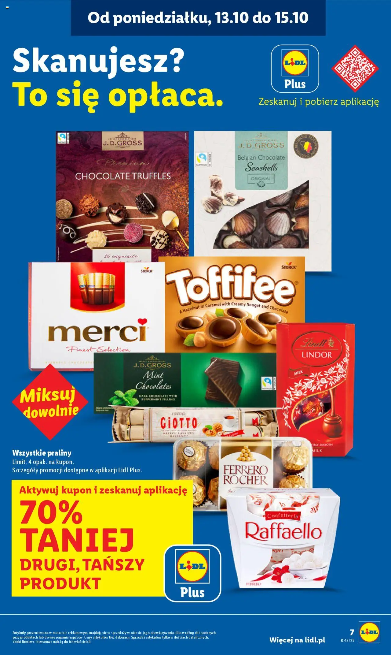 Lidl Gazetka od 13.10.2025 | Strona: 7 | Produkty: Praliny, Merci, Toffifee, Ferrero rocher
