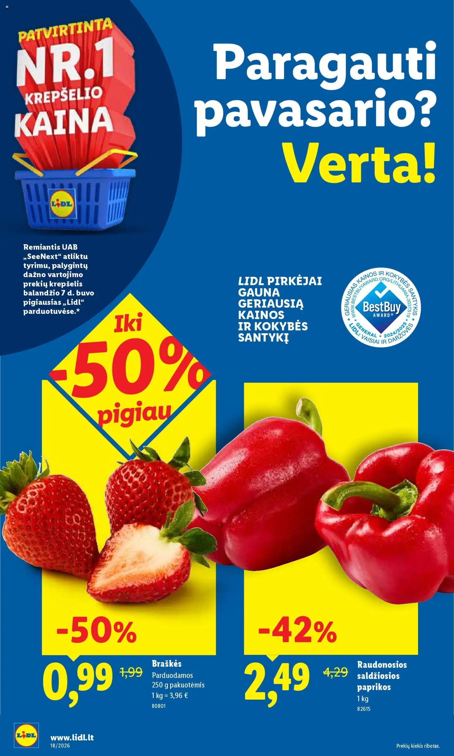 LIDL akcijos nuo 27.04.2026 | Puslapis: 34 | Prekių: Krepšelis, Braškės