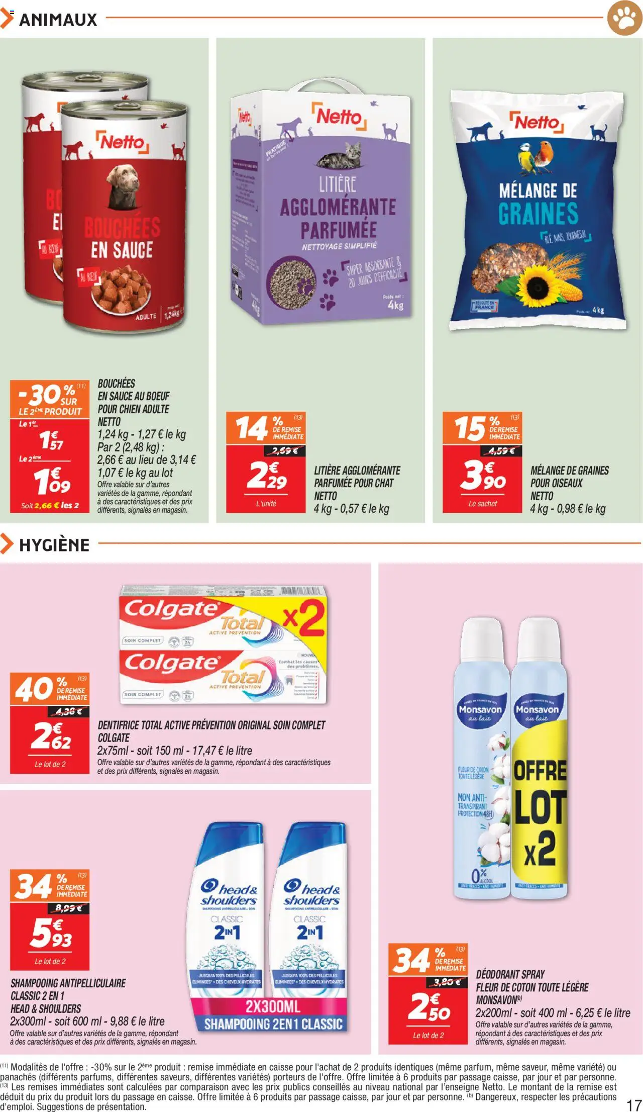 {H1} | Page: 17 | Produits: Alcool, Litière, Shampooing, Dentifrice