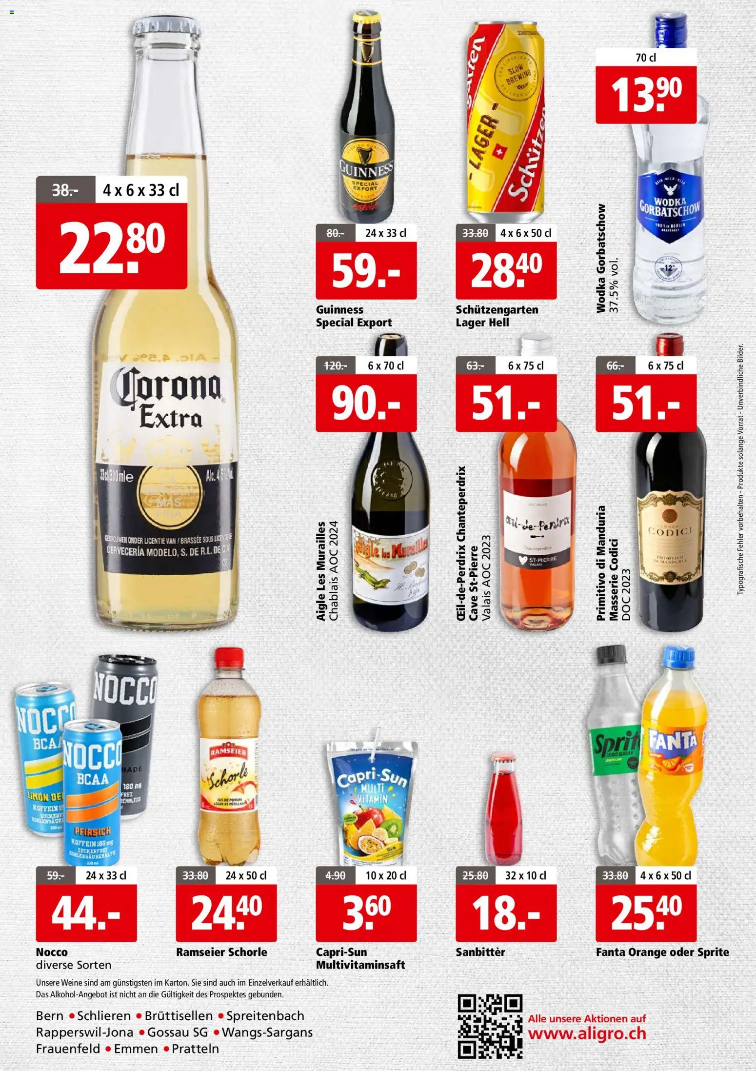 Aligro aktionen Business Schlieren, Gossau SG, Frauenfeld, Rapperswil-Jona, Sargans, Bern – gültig ab 16.03.2026 | Seite: 4 | Produkte: Fanta, Sprite, Wodka, Pfirsich