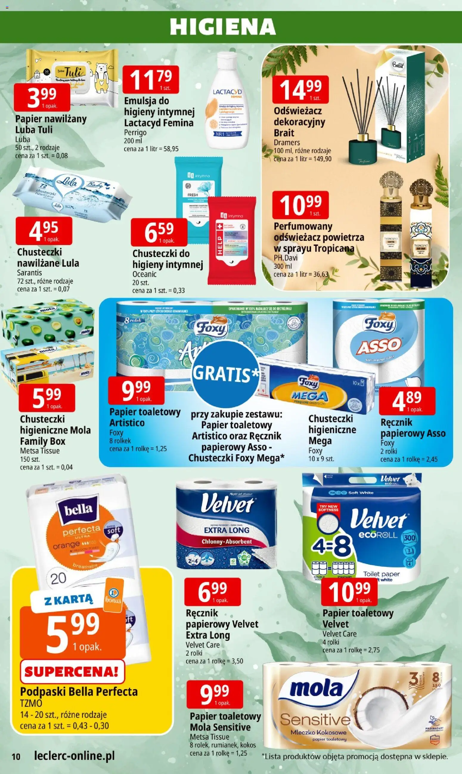E.Leclerc Gazetka - Warszawa Jerozolimskie od 13.11.2025 | Strona: 10 | Produkty: Karta, Podpaski bella, Rolki, Podpaski