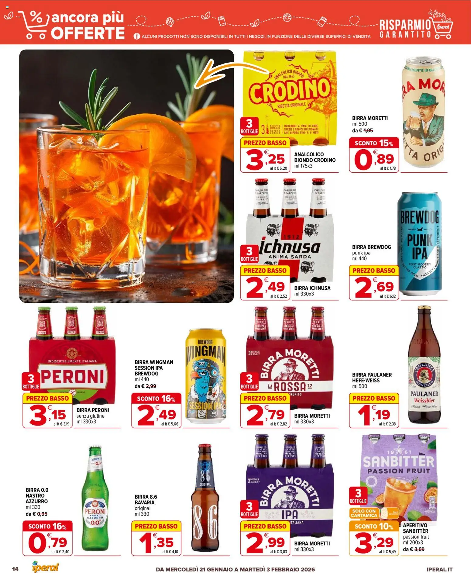 Volantino Iperal del 21.01.2026 | Pagina: 14 | Prodotti: Birra, Spezie, Birra Moretti, Aperitivo