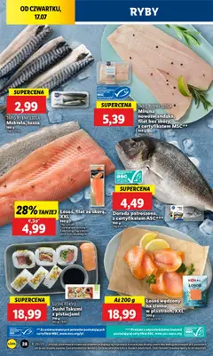 Lidl Gazetka od 17.07.2025 | Strona: 36 | Produkty: Łosoś wędzony, Sushi, Dorada, Ryby