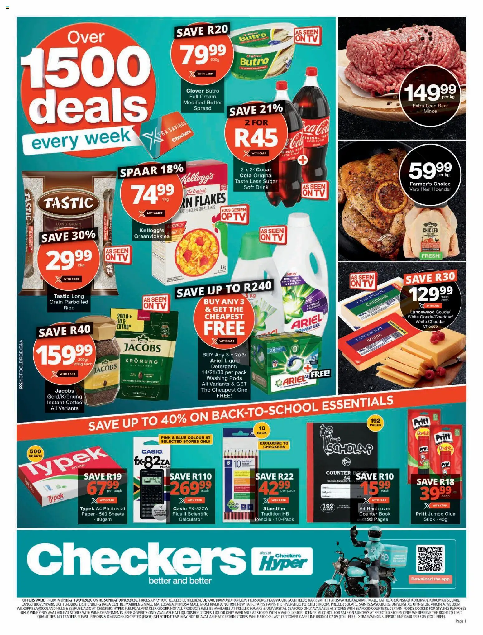 New Checkers catalogue – valid from 19.01.2026 | Page: 1 | Products: Butter, Coffee, Rice, Sugar