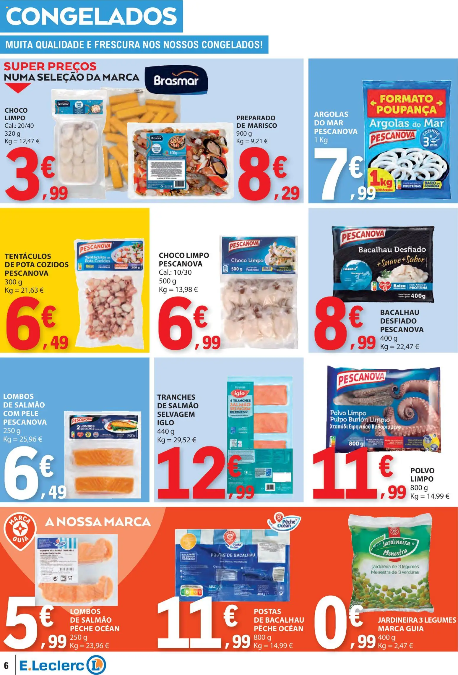 E.Leclerc folheto │ válido de 12.02.2026 | Página: 6 | Produtos: Bacalhau, Polvo, Salmão, Proteina