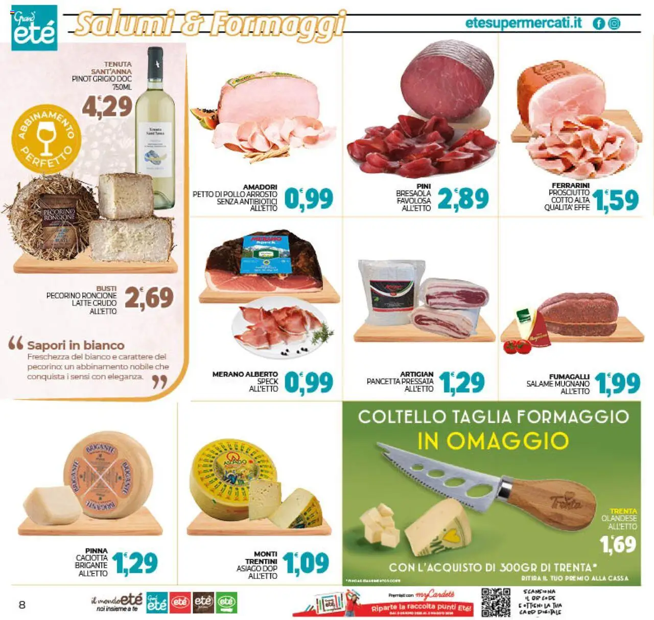 Volantino Eté del 10.10.2025 | Pagina: 8 | Prodotti: Speck, Pollo, Latte, Pecorino