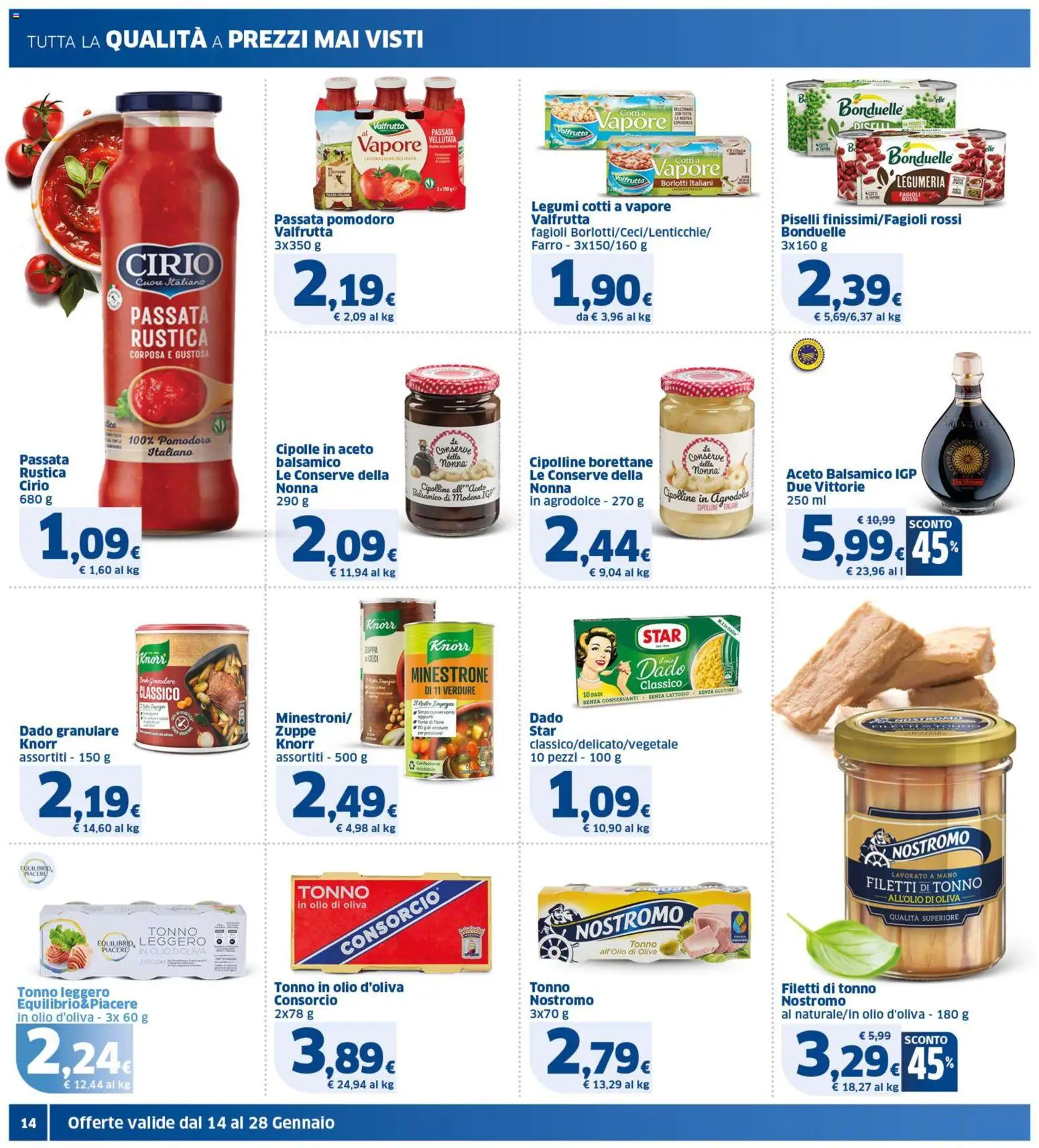 Volantino SIGMA del 14.01.2026 | Pagina: 14 | Prodotti: Legumi, Tonno, Cipolline, Olio di Oliva