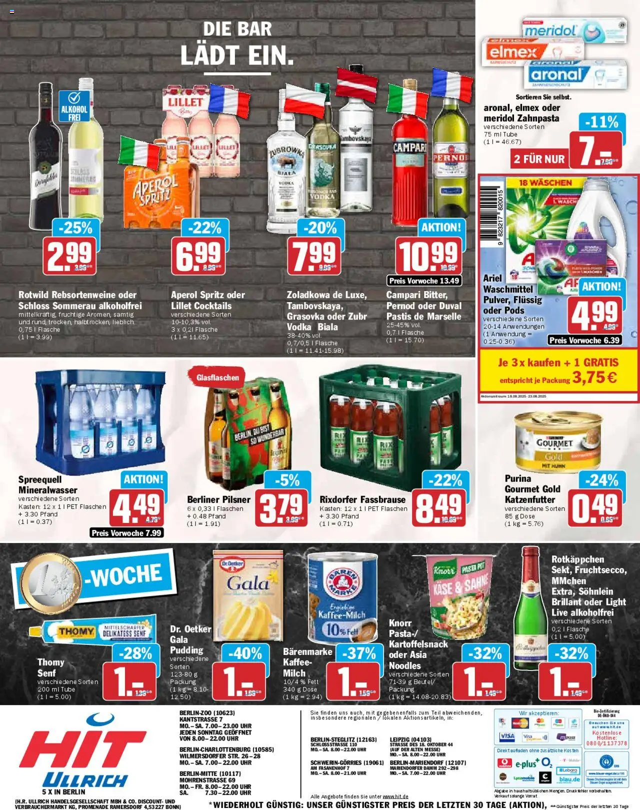 HIT Prospekt 	 - gültig ab dem 18.08.2025 | Seite: 4 | Produkte: Katzenfutter, Ariel, Lillet, Vodka