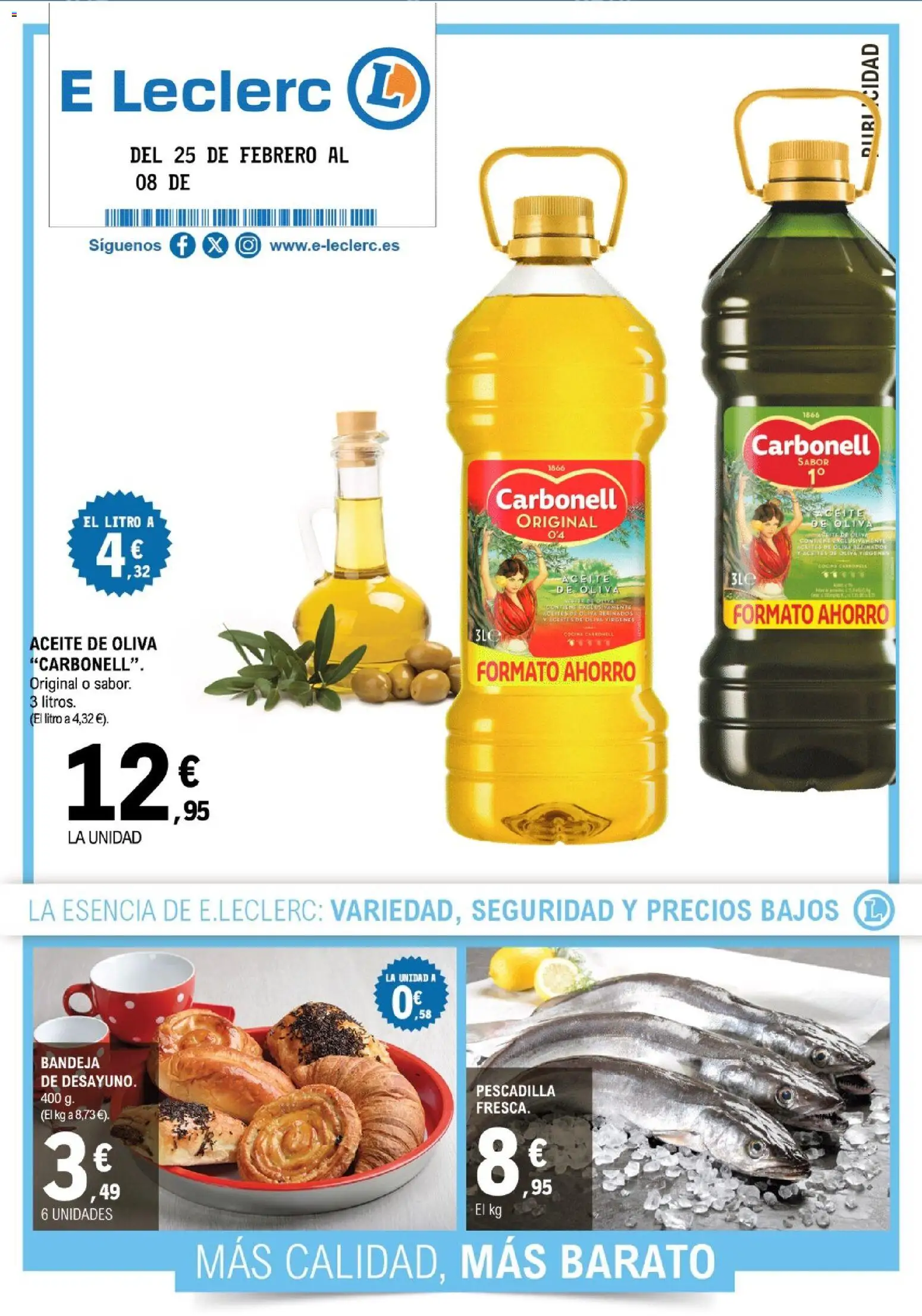 E.Leclerc folleto │ válido desde el 25.02.2026 | Página: 1 | Productos: Aceite, Aceite de oliva, Bandeja