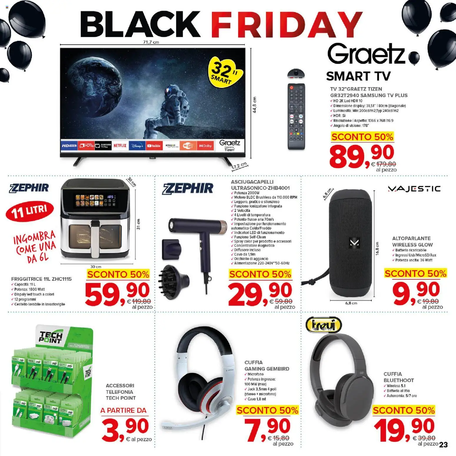 Volantino Todis del 27.11.2025 | Pagina: 23 | Prodotti: Altoparlante, Cavo, Asciugacapelli, Friggitrice