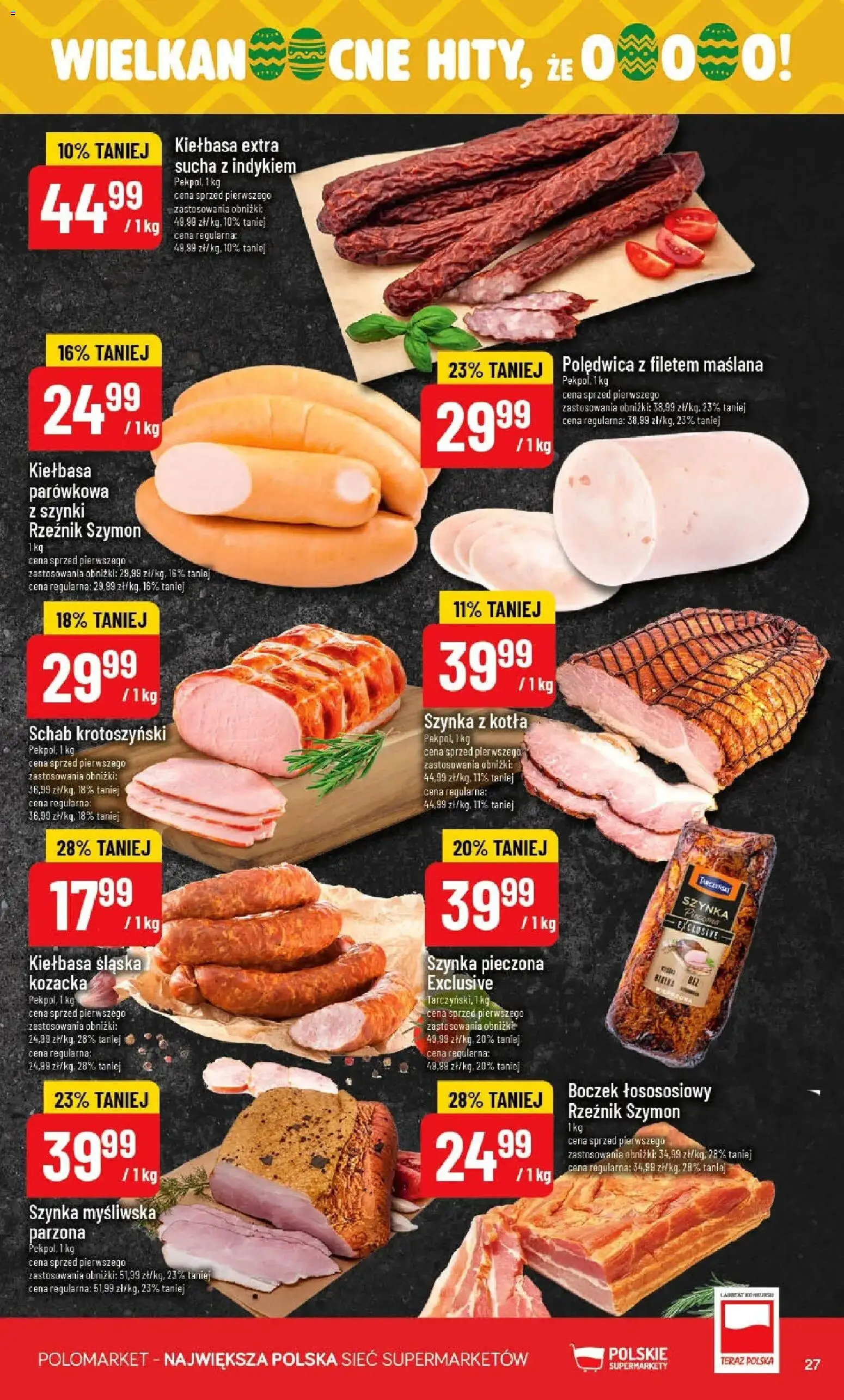 POLOmarket gazetka od 01.04.2026 | Strona: 27 | Produkty: Kiełbasa, Szynka, Kiełbasa śląska, Boczek