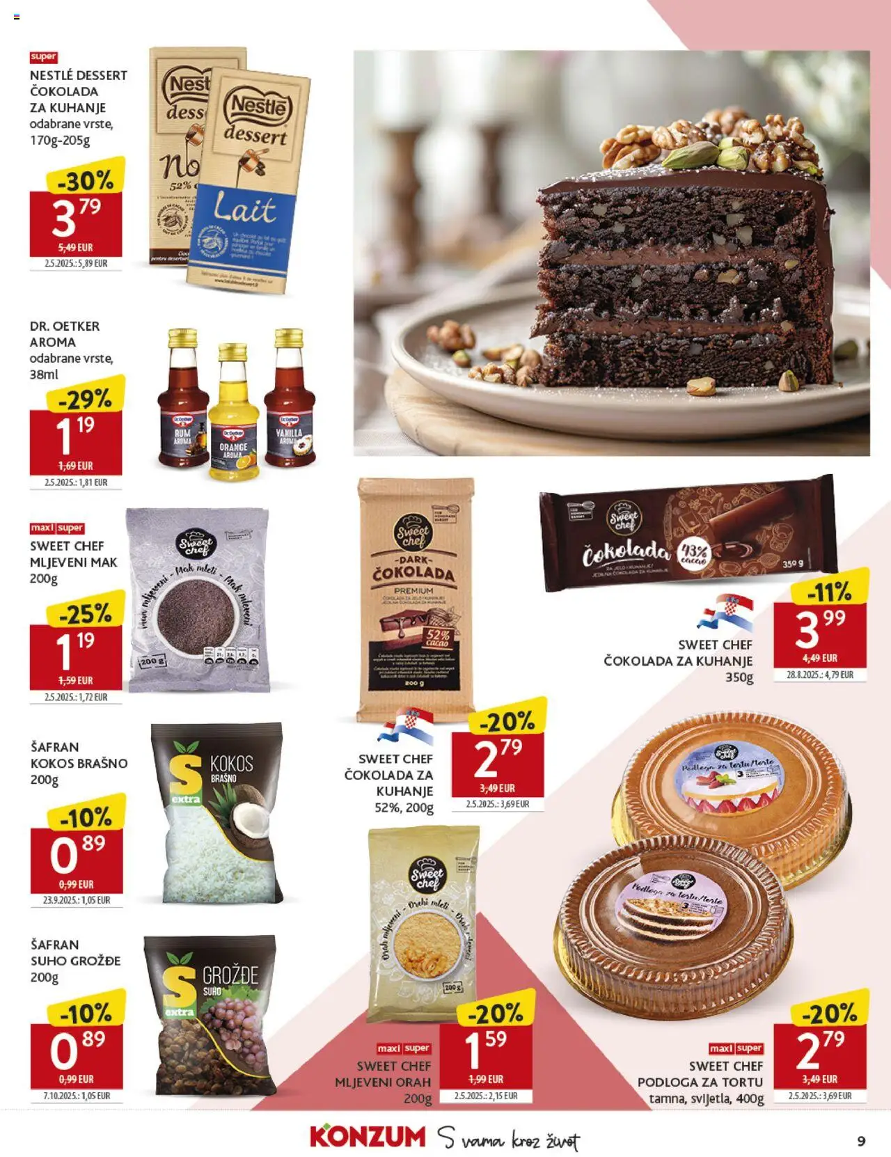 Konzum katalog | vrijedi od 22.10.2025 | Stranica: 9 | Proizvodi: Suho grožđe, Brašno, Grožđe, Orah