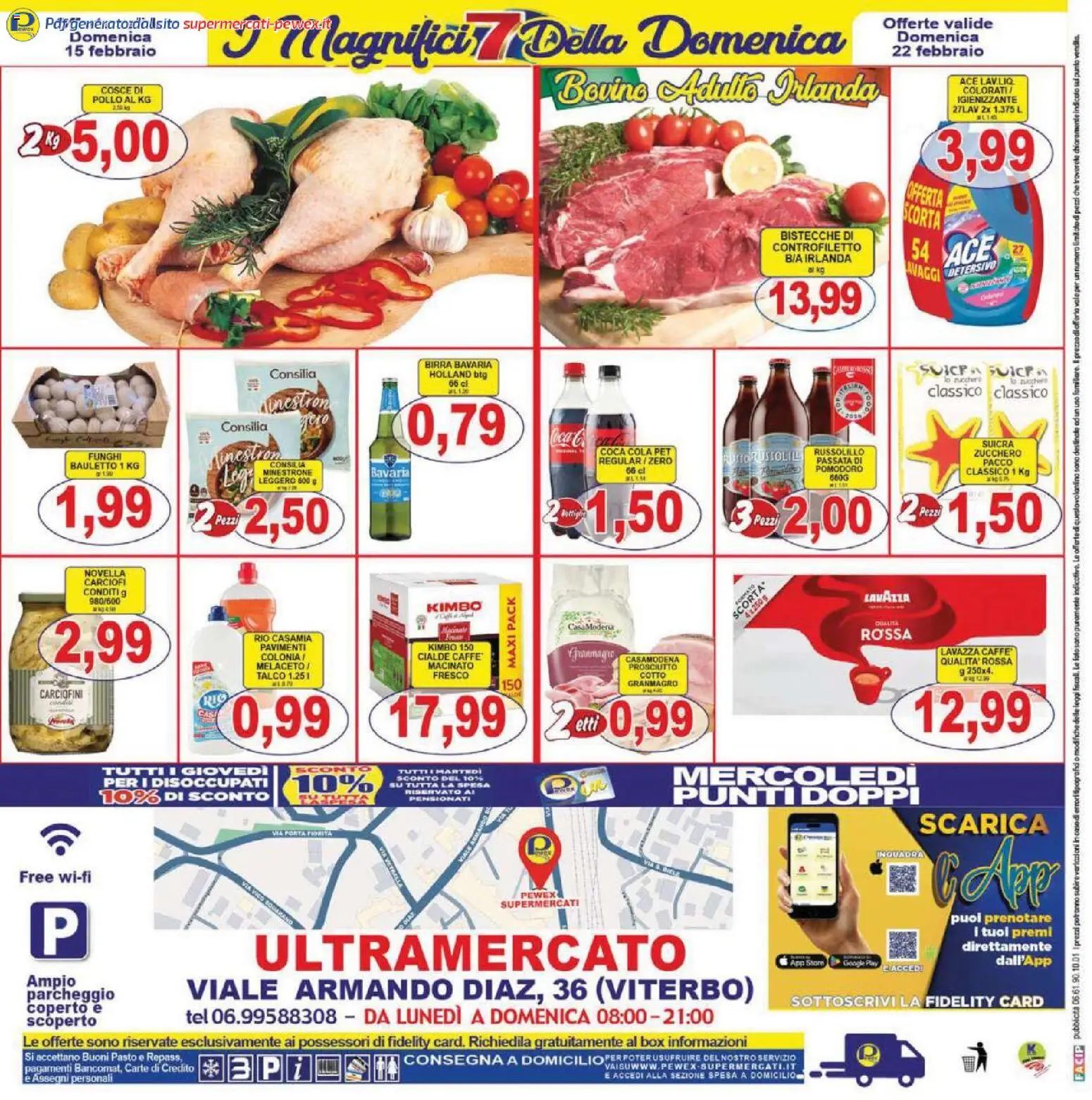 Volantino Pewex del 13.02.2026 | Pagina: 24 | Prodotti: Pomodoro, Carciofi, Lavazza, Coca Cola