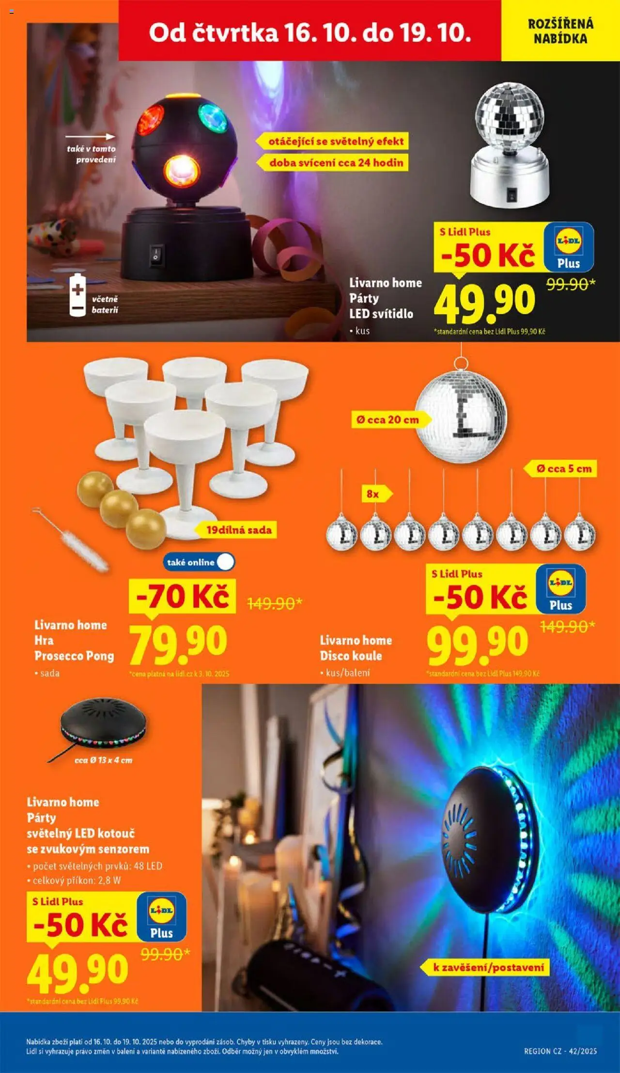 Lidl leták od 16.10.2025 | Strana: 40 | Produkty: Disco koule, Prosecco, Party led, Hra