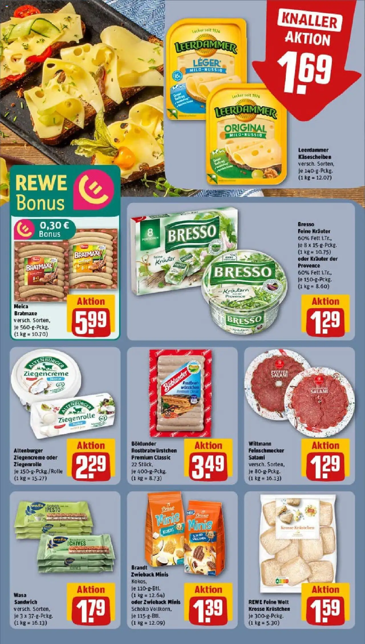 Rewe prospekt Soest	 - gültig ab dem 11.08.2025 | Seite: 10 | Produkte: Bresso, Leerdammer, Meica, Salami