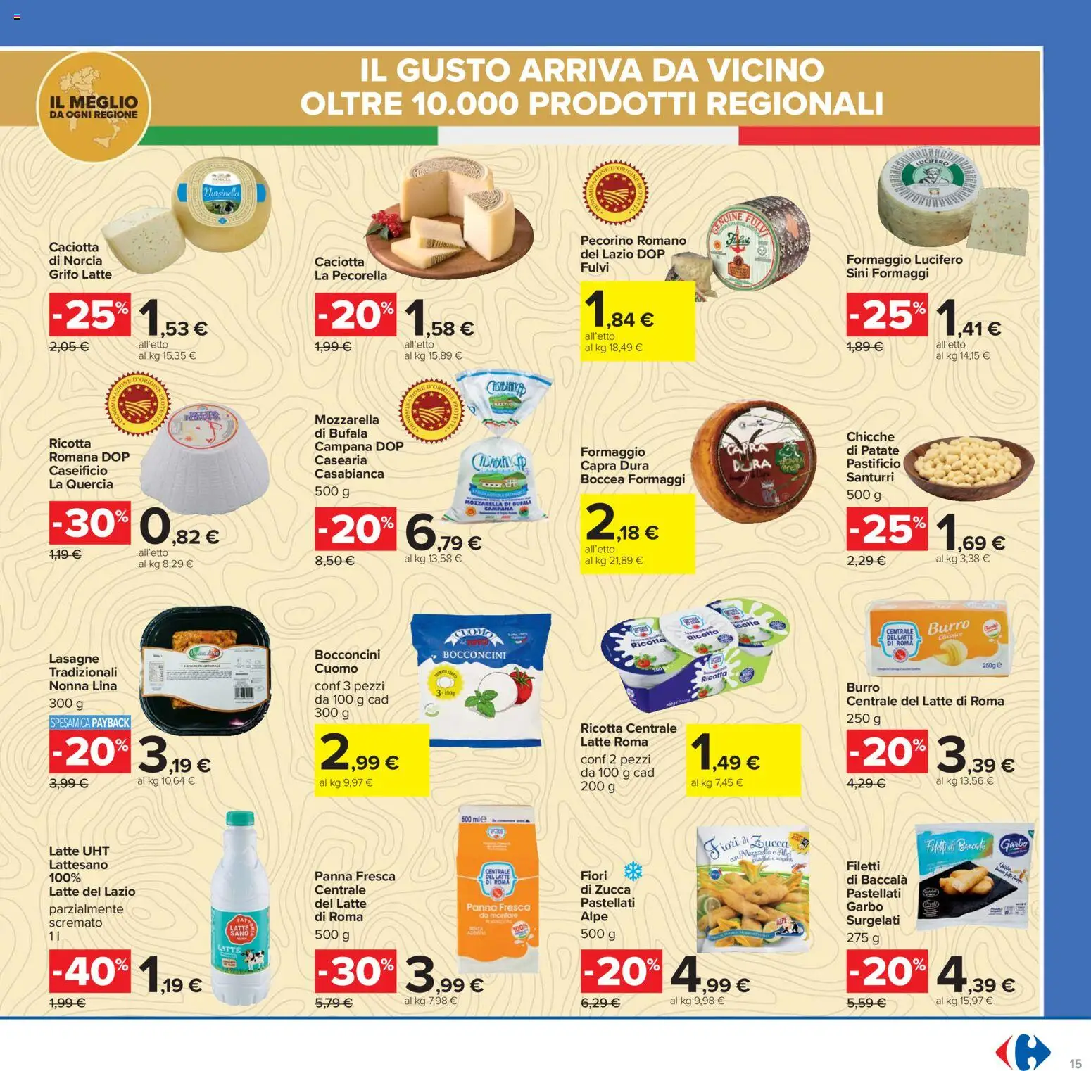 Volantino Carrefour del 16.12.2025 | Pagina: 15 | Prodotti: Patate, Latte, Burro, Ricotta
