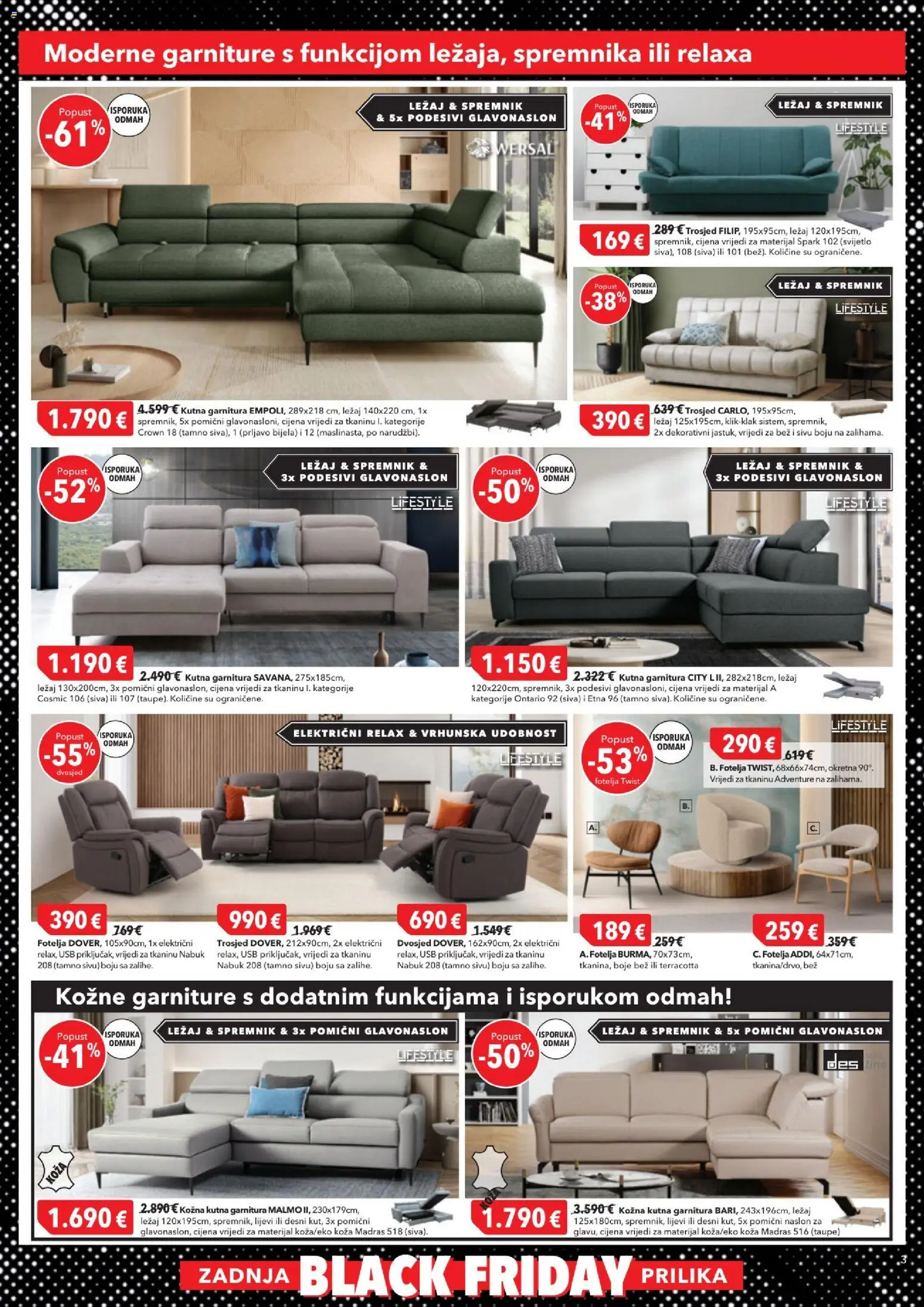 Harvey Norman katalog | vrijedi od 28.11.2025 | Stranica: 3 | Proizvodi: Trosjed, Fotelja, Kutna garnitura, USB