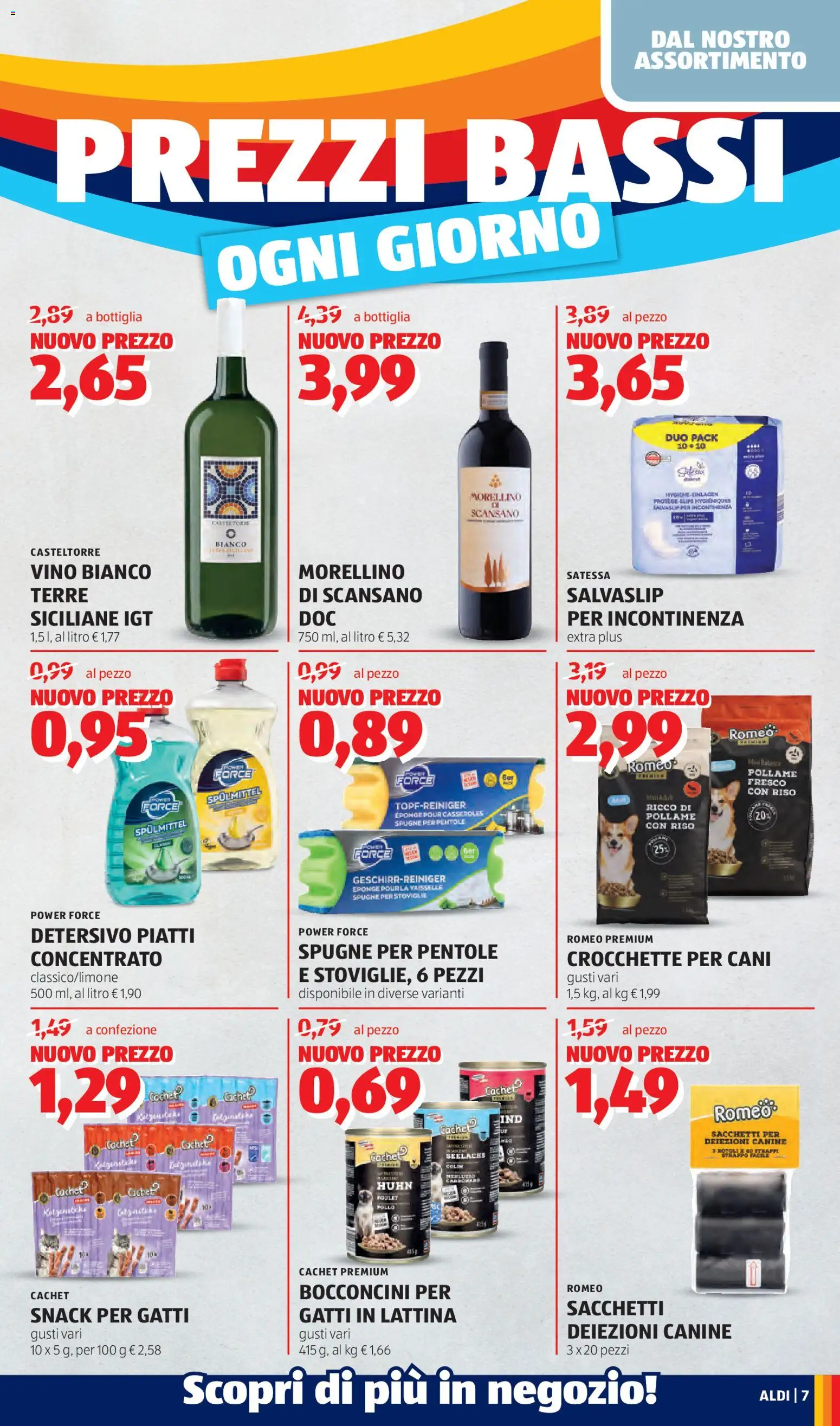 Volantino Aldi del 27.04.2026 | Pagina: 7 | Prodotti: Merluzzo, Crocchette, Bottiglia, Vino bianco