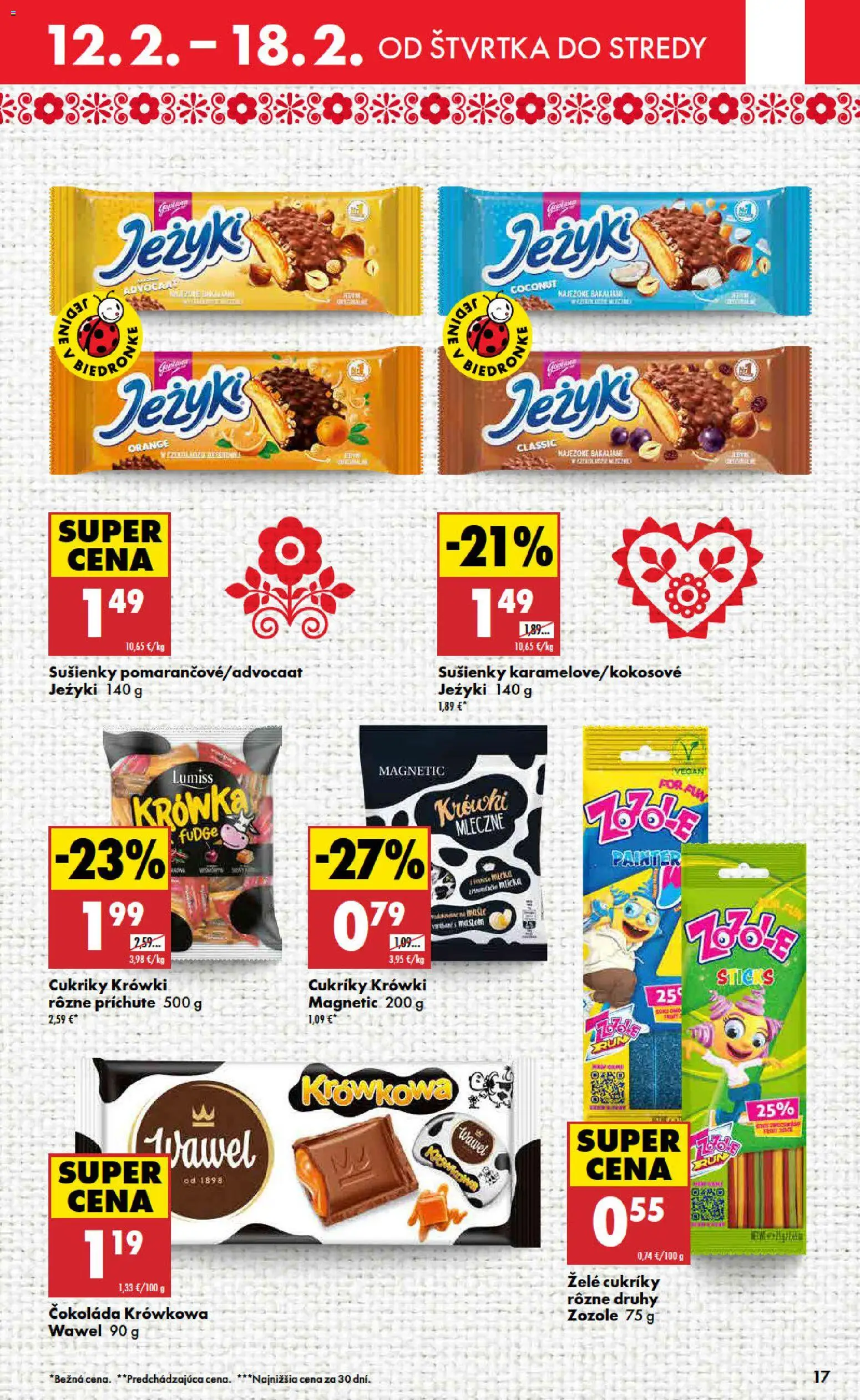 Nové Biedronka akcie – leták je platný od 12.02.2026 | Strana: 17 | Produkty: Čokoláda, Cukríky