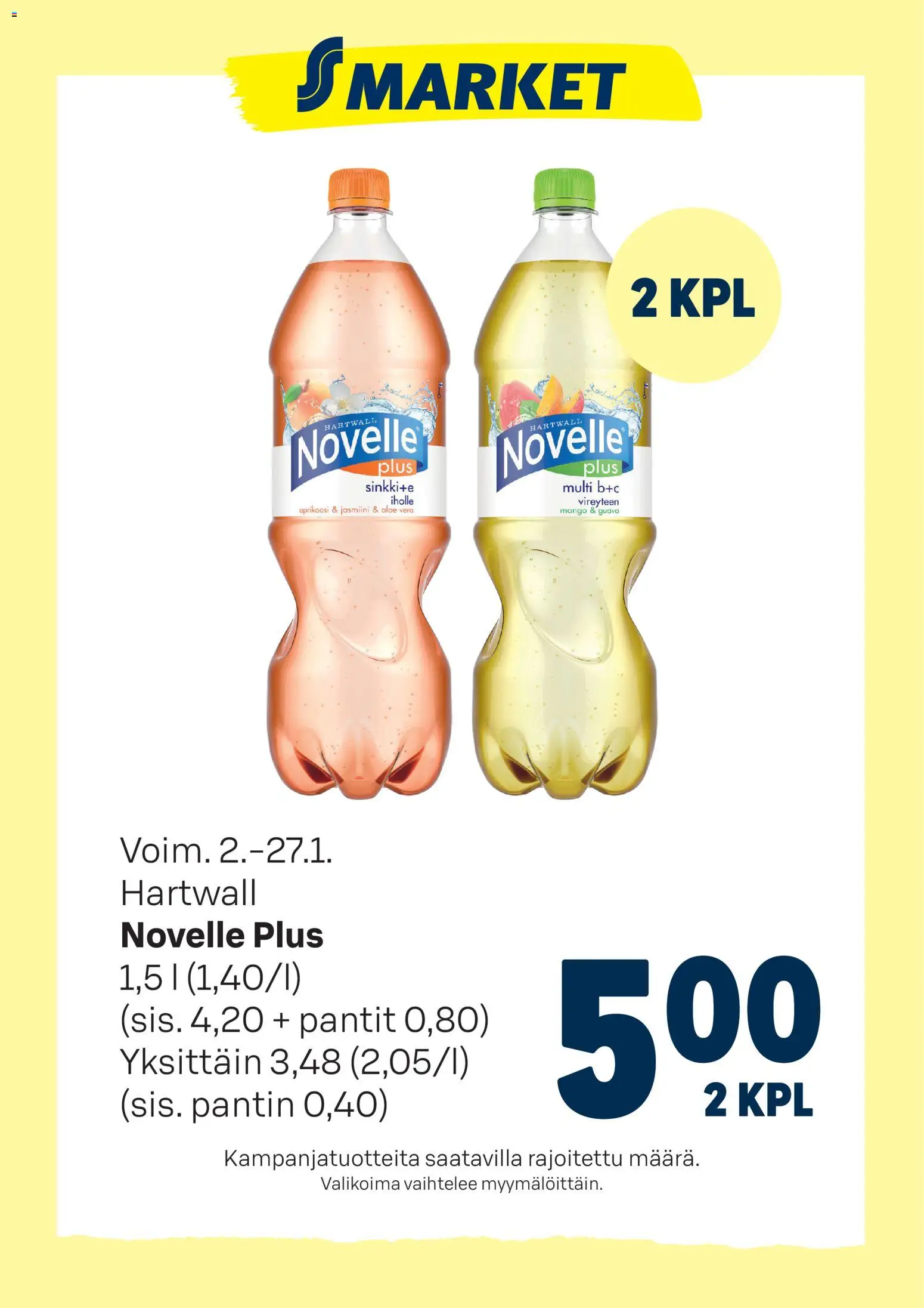S-market tarjoukset Novelle – voimassa 02.01.2026 alkaen | Sivu: 1 | Tuotteet: Mango, Aprikoosi, Guava