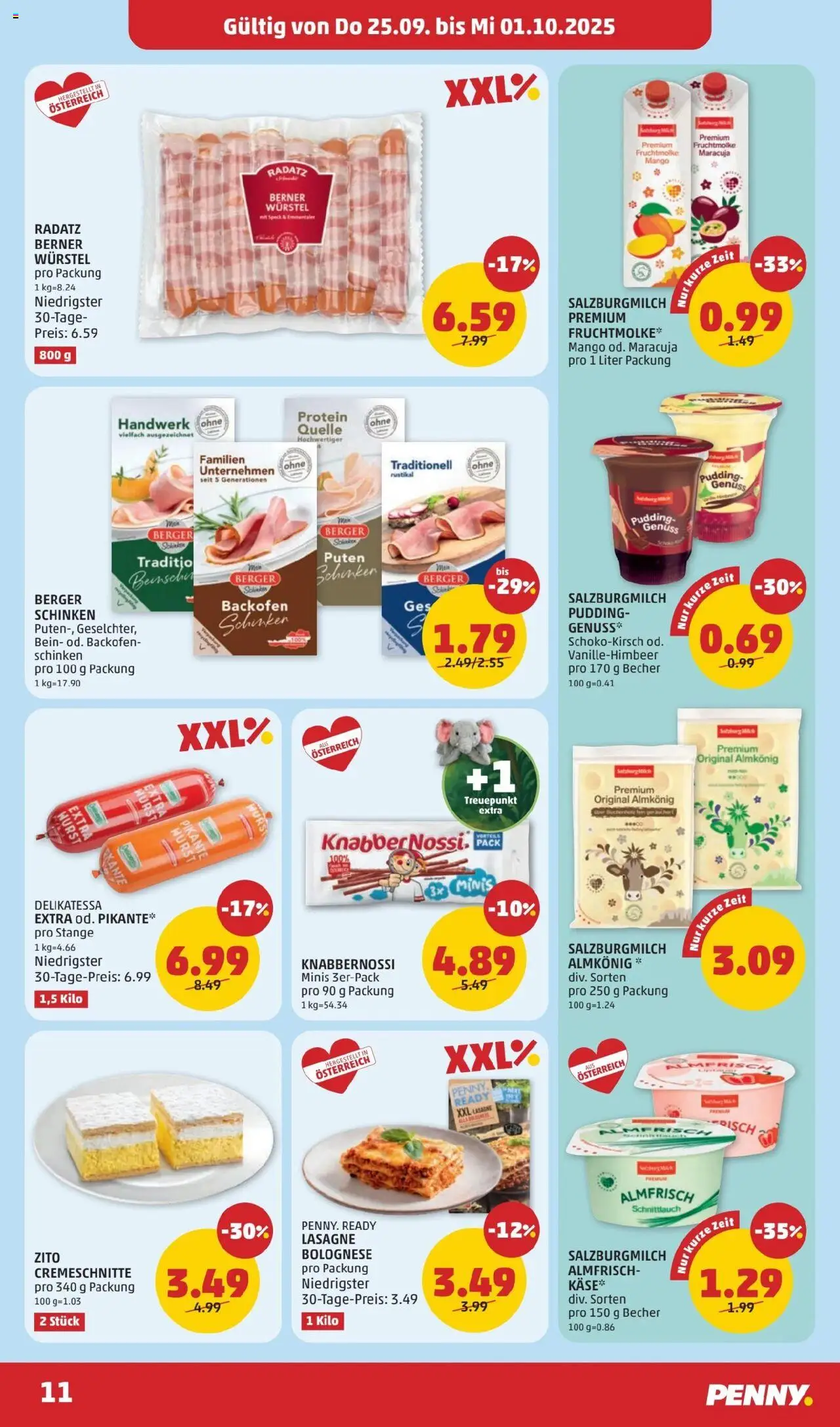 Penny Markt Flugblatt gültig ab 25.09.2025 | Seite: 11 | Produkte: Mango, Wurst, Schinken