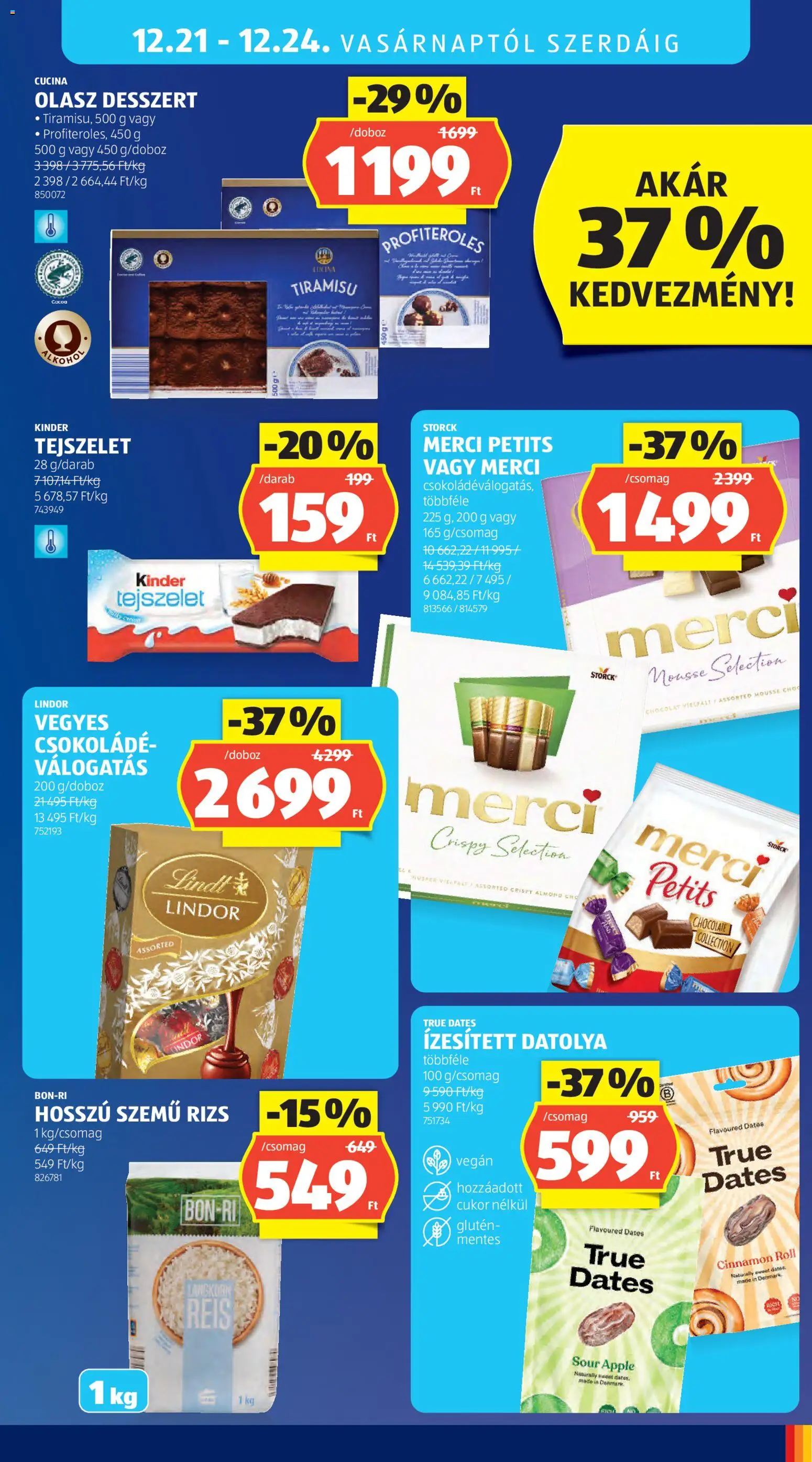 Aldi akciós ujság - amely érvényes a következő dátumtól: 18.12.2025 | Oldal: 41 | Termékek: Datolya, Profiteroles, Csokoládé, Cukor