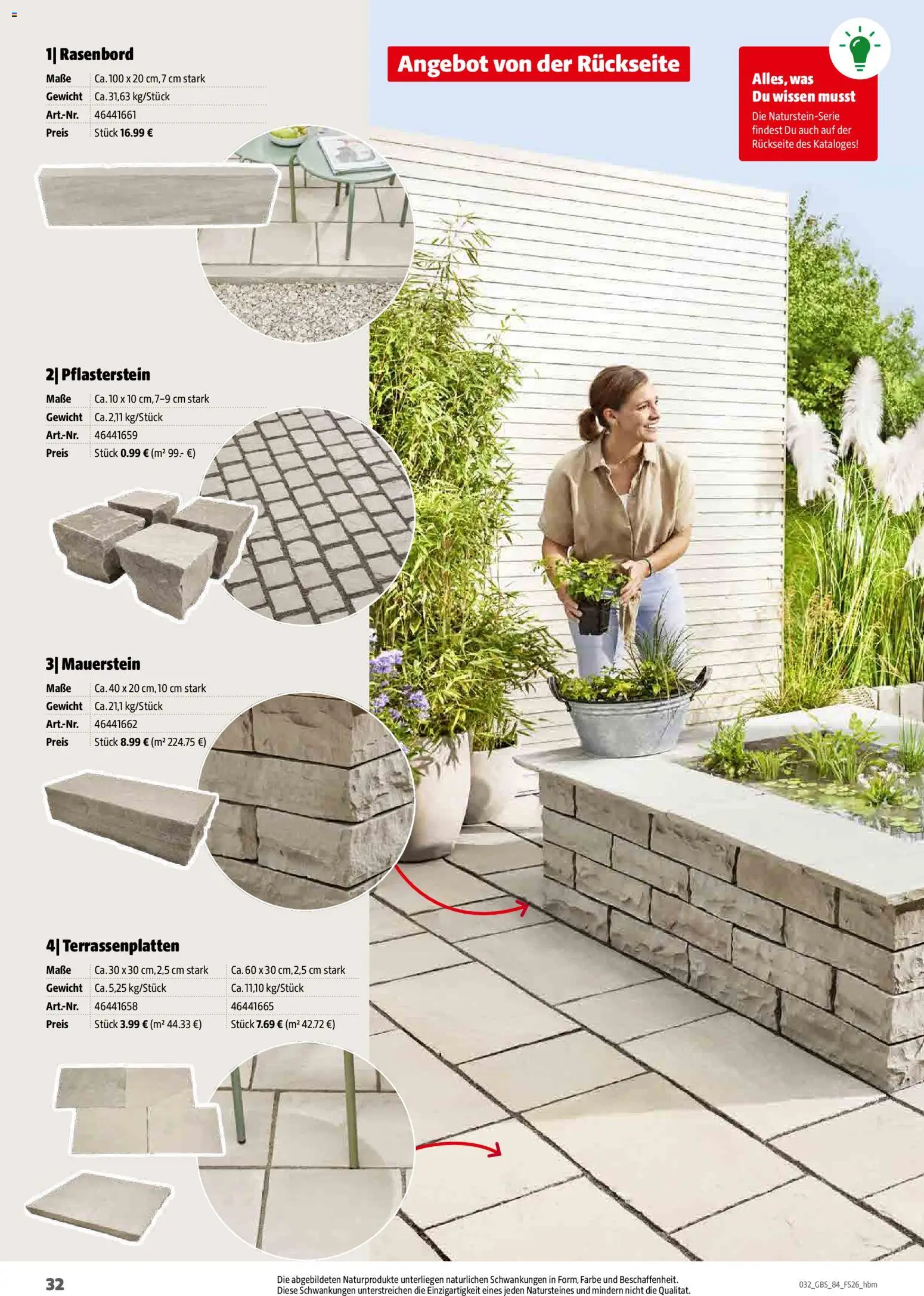 Hagebau Gartenbaustoffsortiment – gültig ab 02.03.2026 | Seite: 32 | Produkte: Gewicht